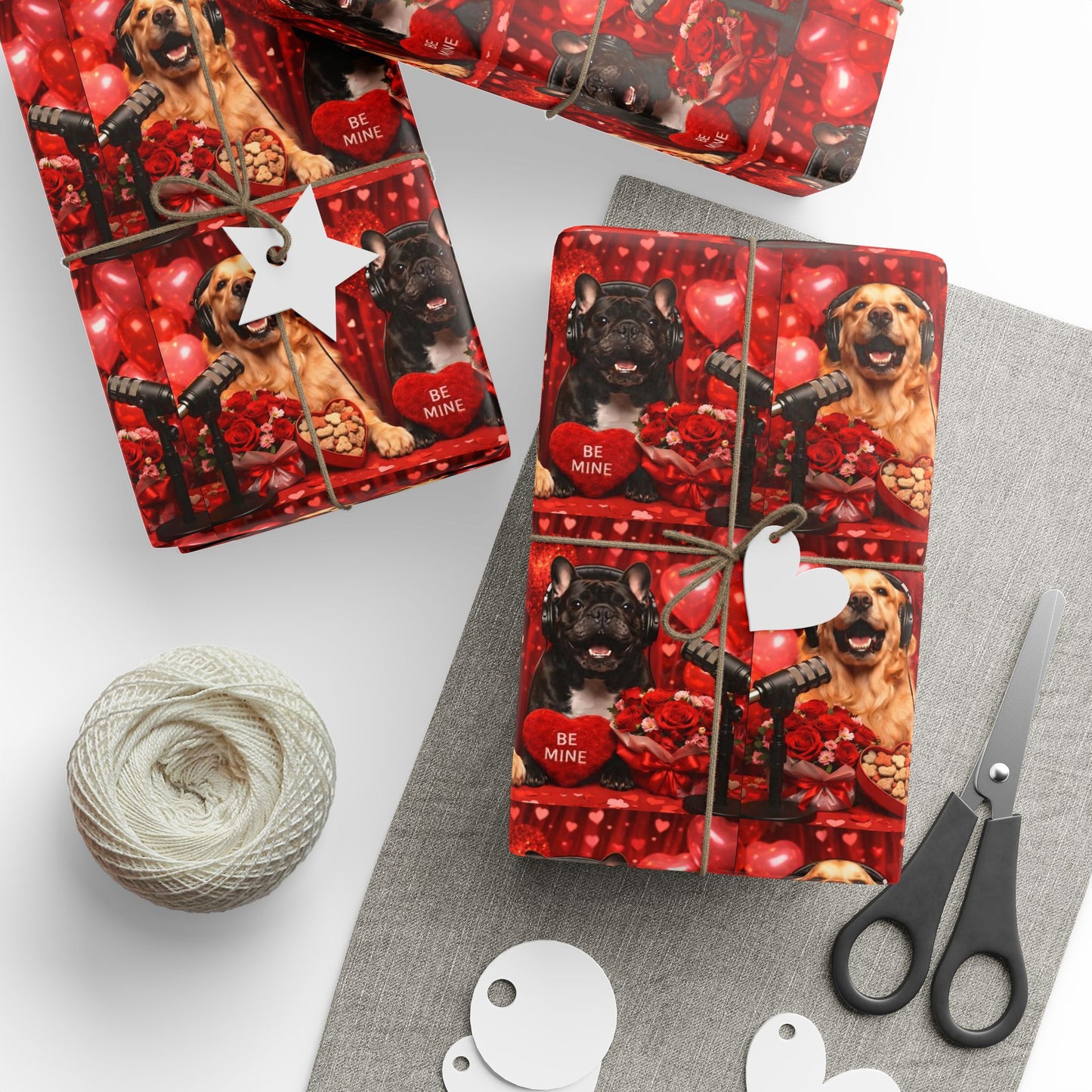 Goldie & Frenchie 'Be My Valentine' Wrapping Paper Roll — Dog Podcast Inspired Gift Wrap