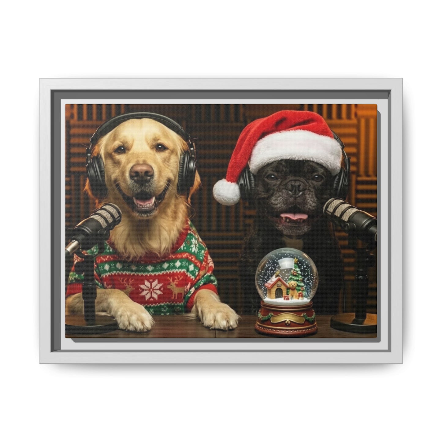 Goldie & Frenchie Christmas Podcast Matte Canvas Print (Framed)
