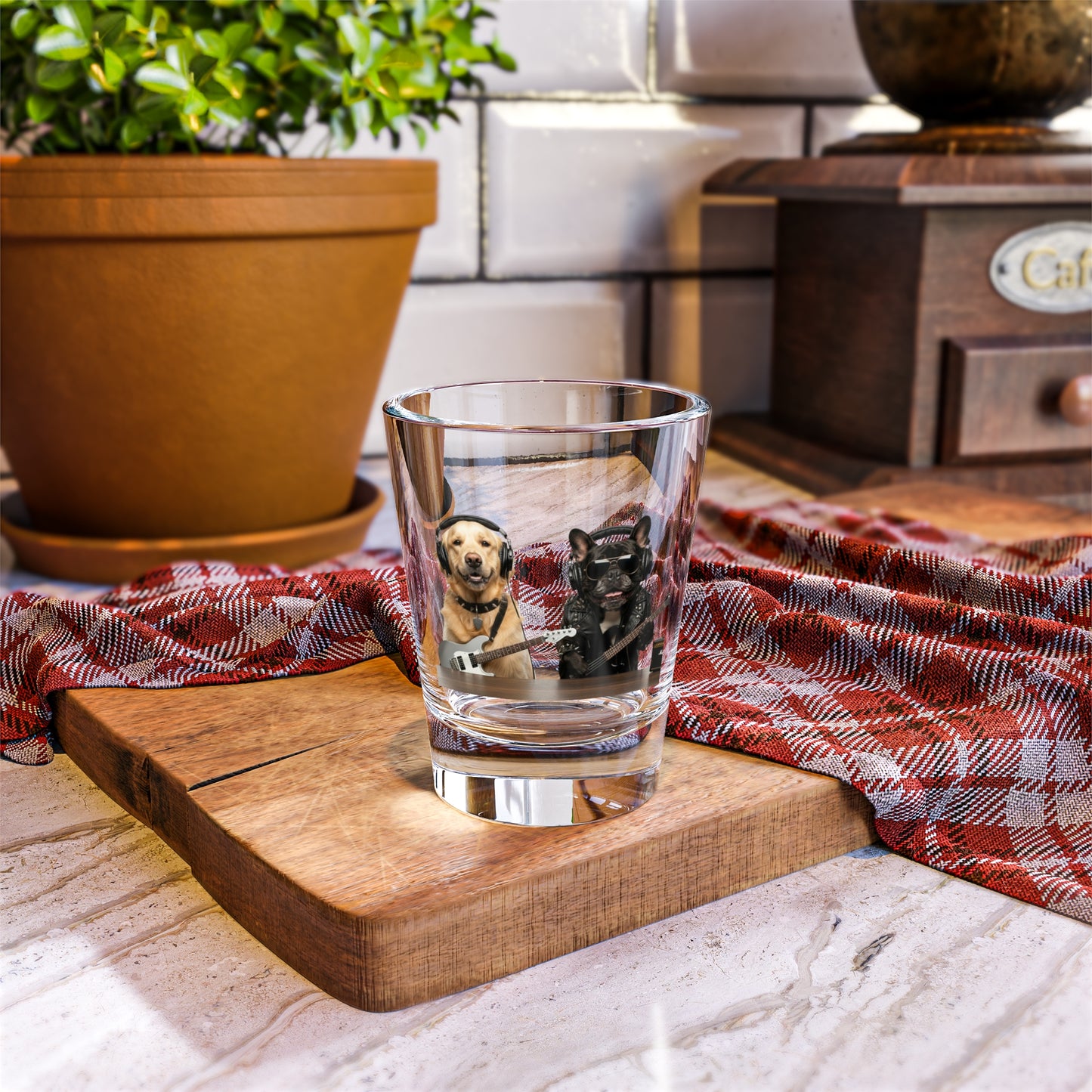 Goldie & Frenchie Rock Dogs - High Quality, Heavy Shot Glass, 1.5oz