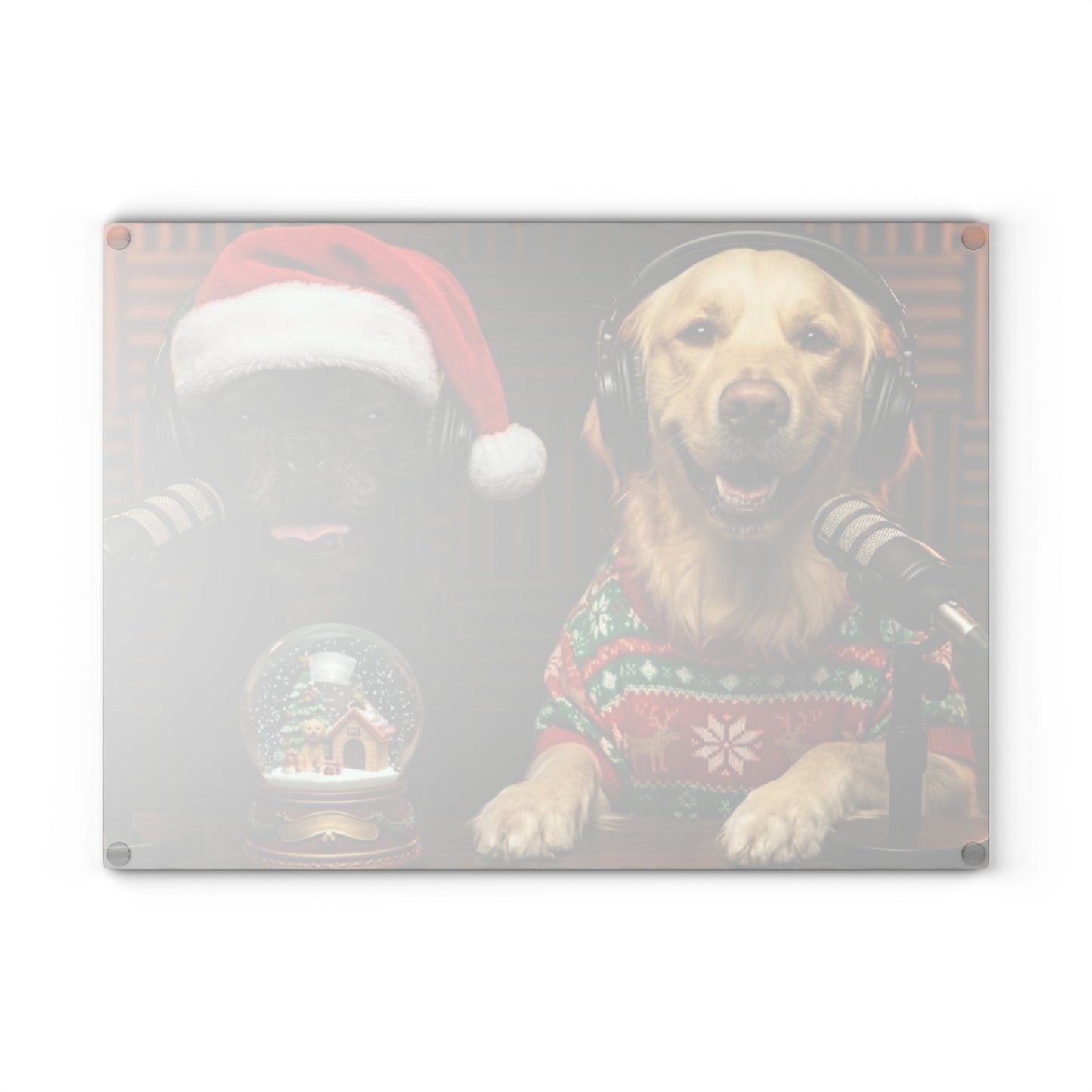 Goldie & Frenchie Christmas Glass Cutting Board