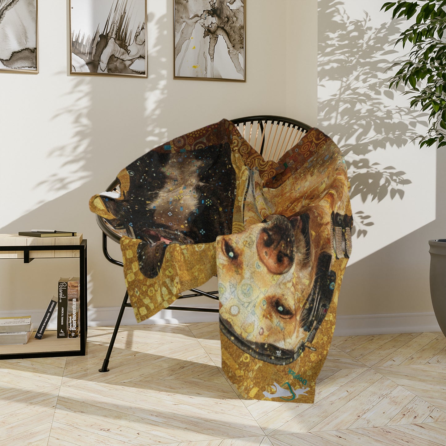 Goldie & Frenchie Klimt Style Velveteen Microfiber Blanket