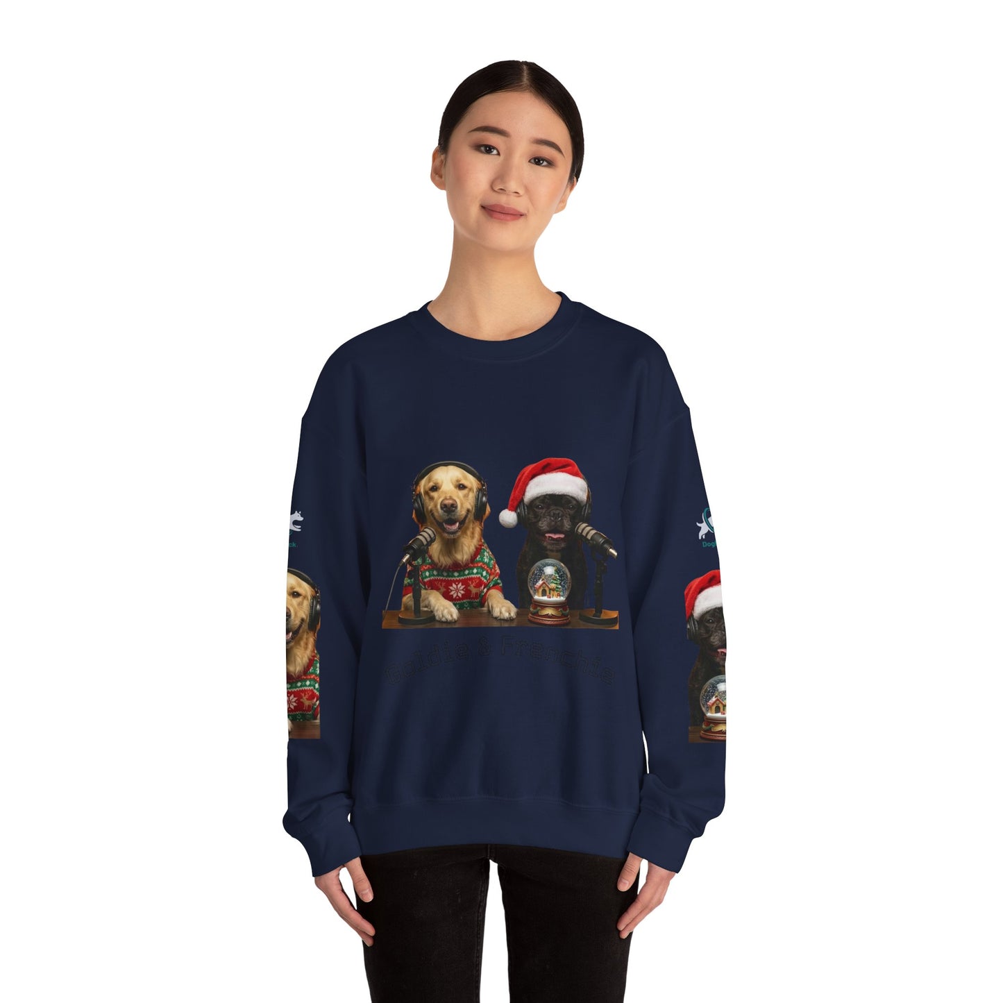 Goldie & Frenchie Christmas Crewneck with G&F sleeves