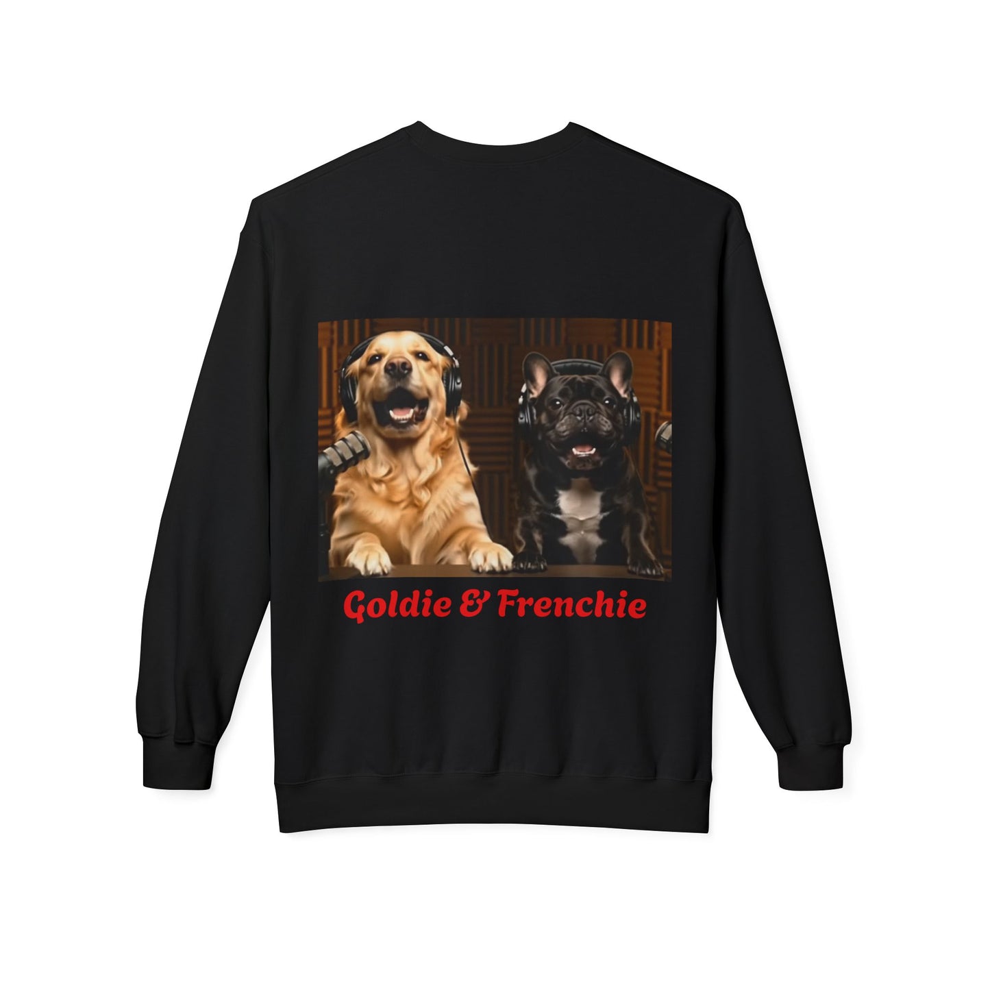 Goldie & Frenchie Laughing Behind Your Back Softstyle Crewneck with DogPack Logo