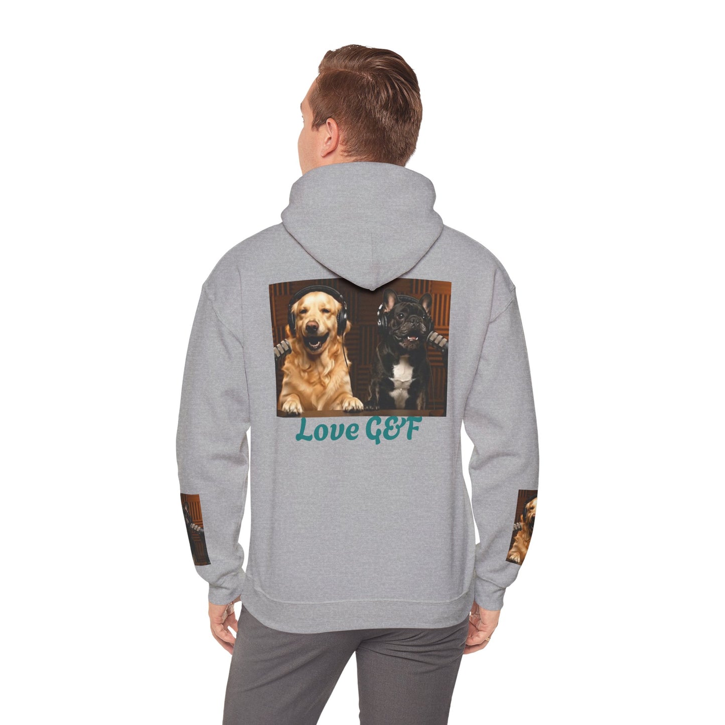 Goldie & Frenchie Hoodie — "Love G&F" Back and Front