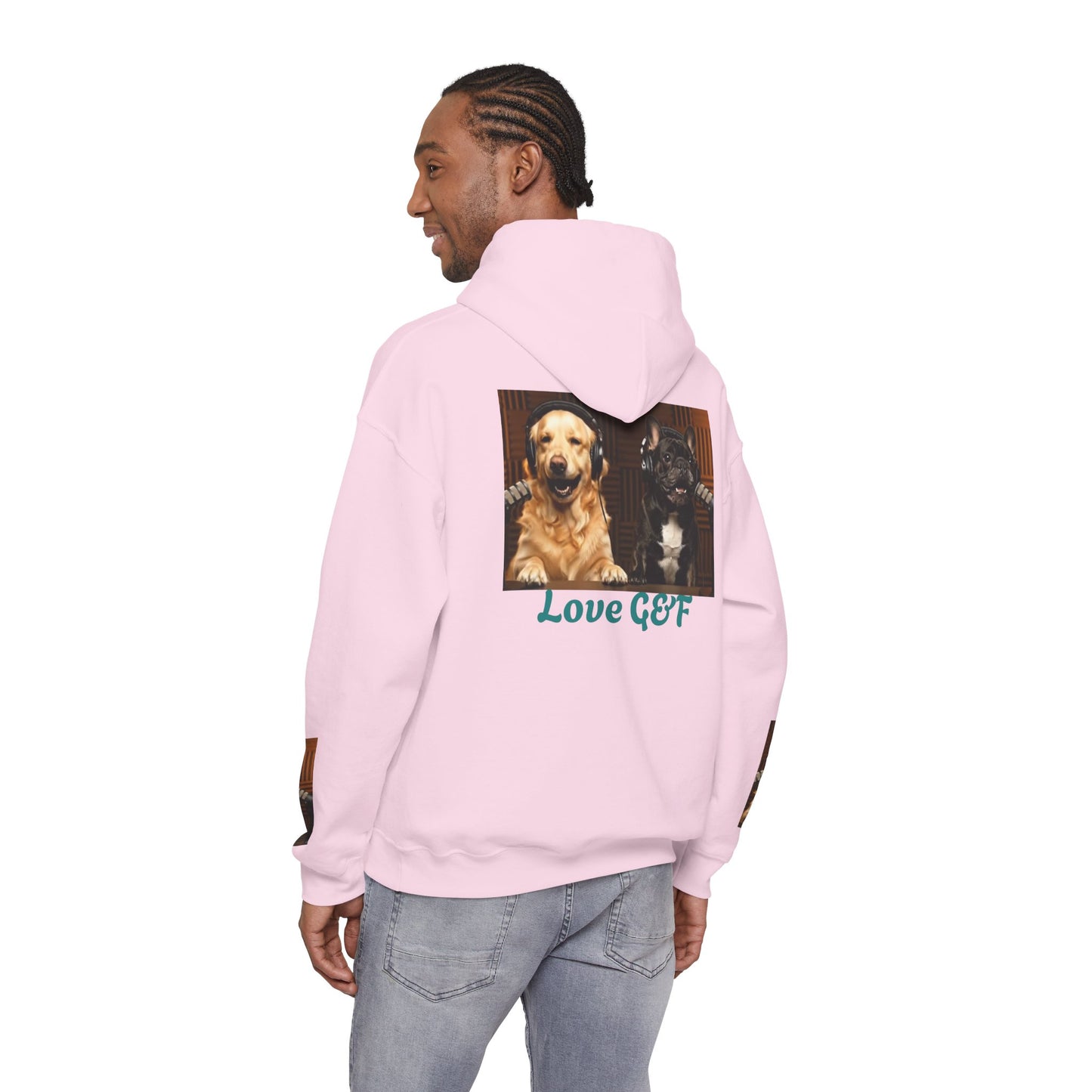 Goldie & Frenchie Hoodie — "Love G&F" Back and Front