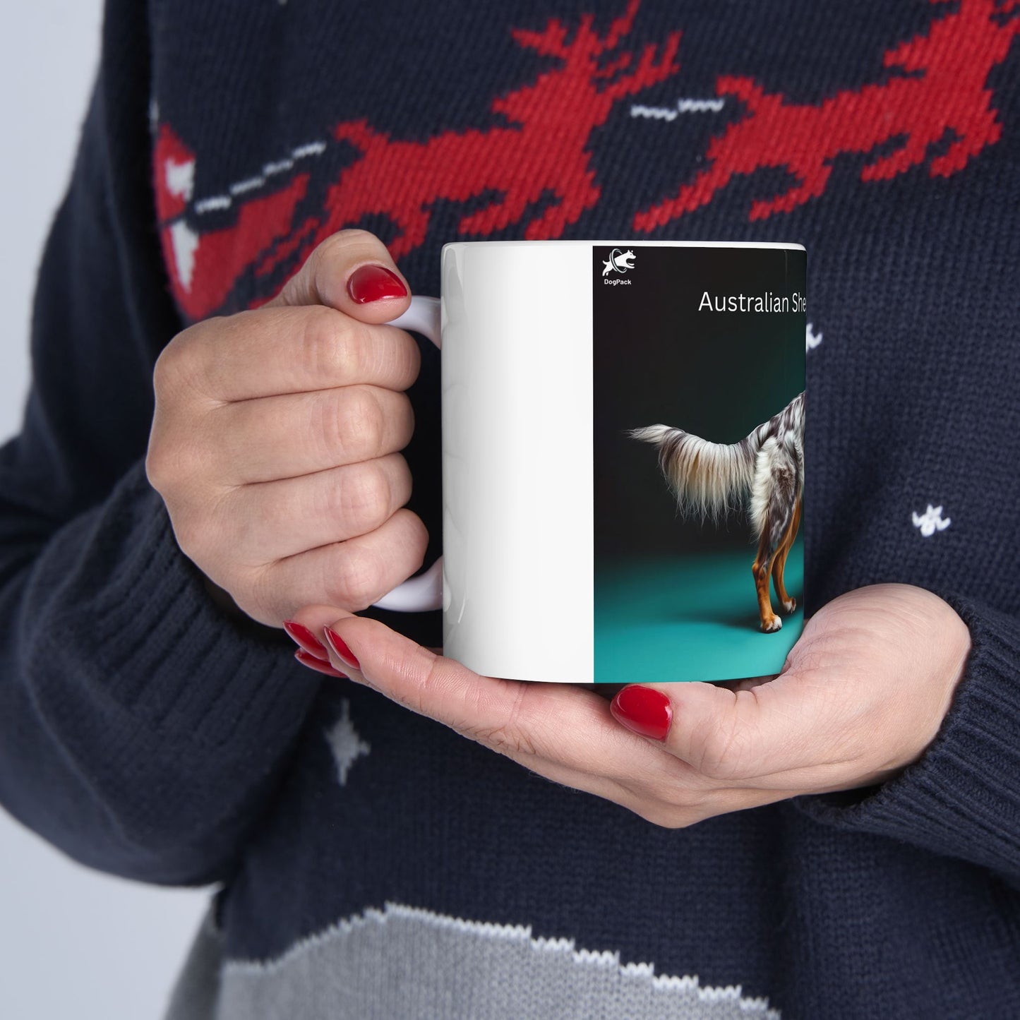 Australian Shepherd Ceramic Mug – Blue Teal Dog Breed Coffee Cup (11oz, 15oz)