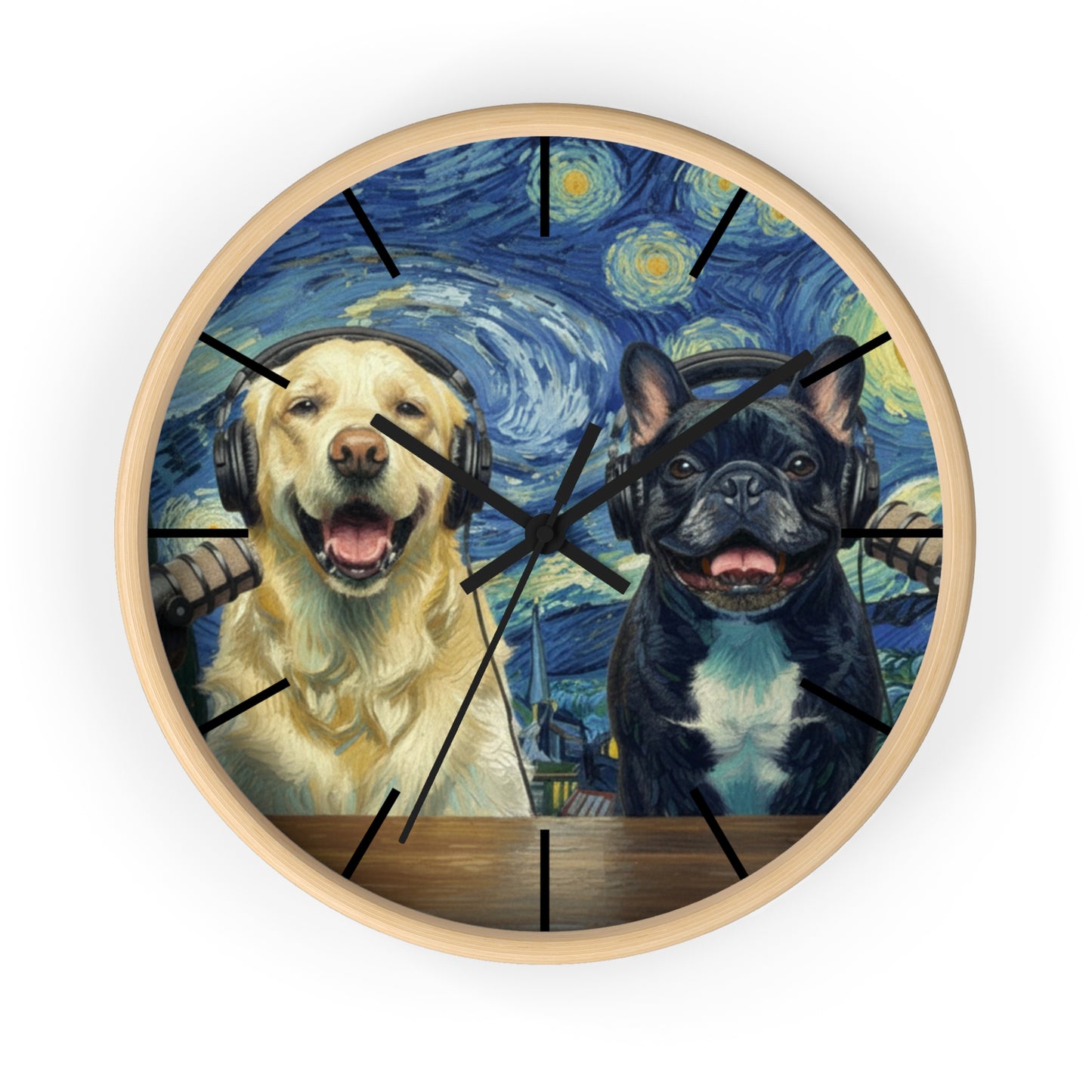 Goldie & Frenchie 'Starry Night' Wall Clock - Van Gogh Inspired