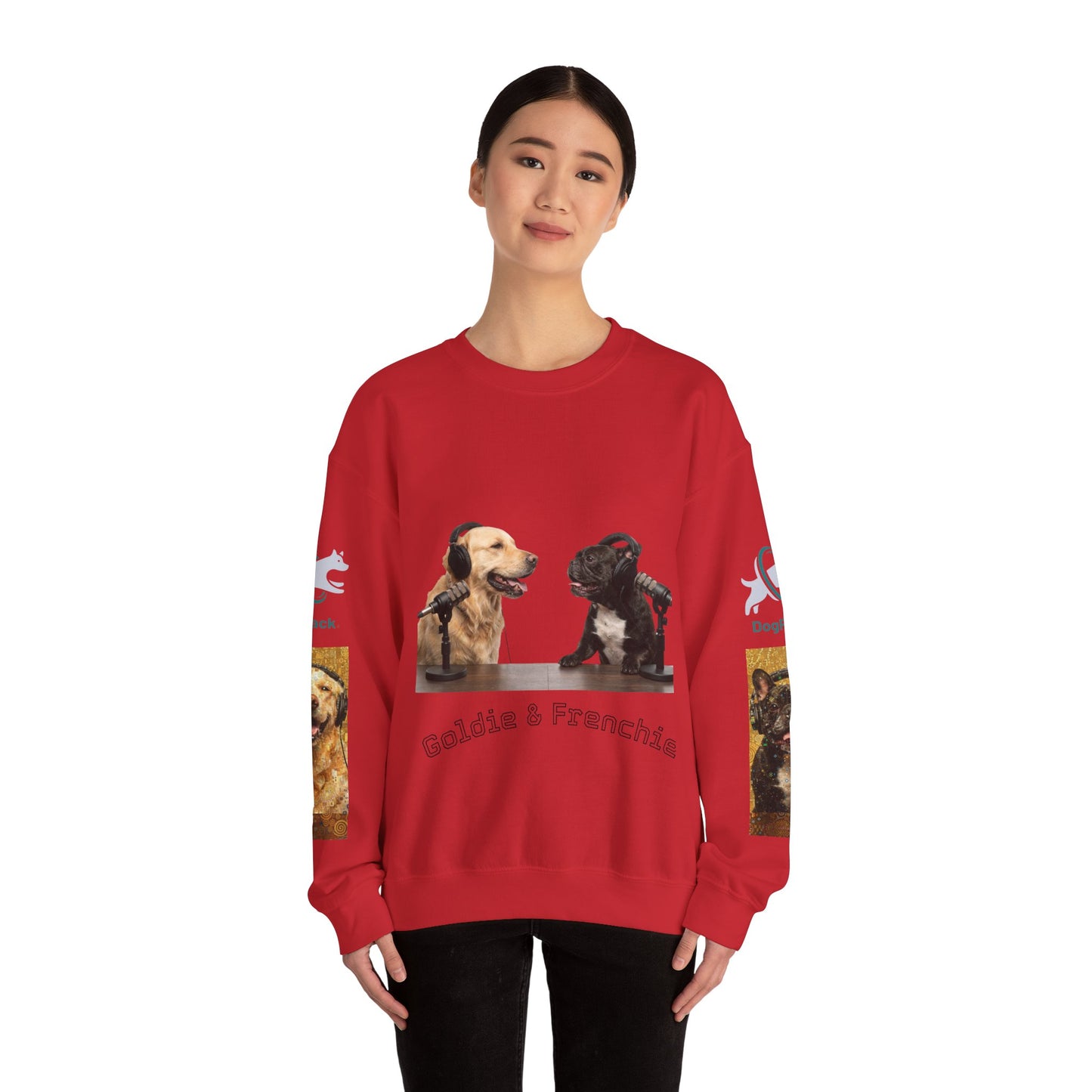 Goldie & Frenchie Chatting Crewneck with Klimt style G&F sleeves