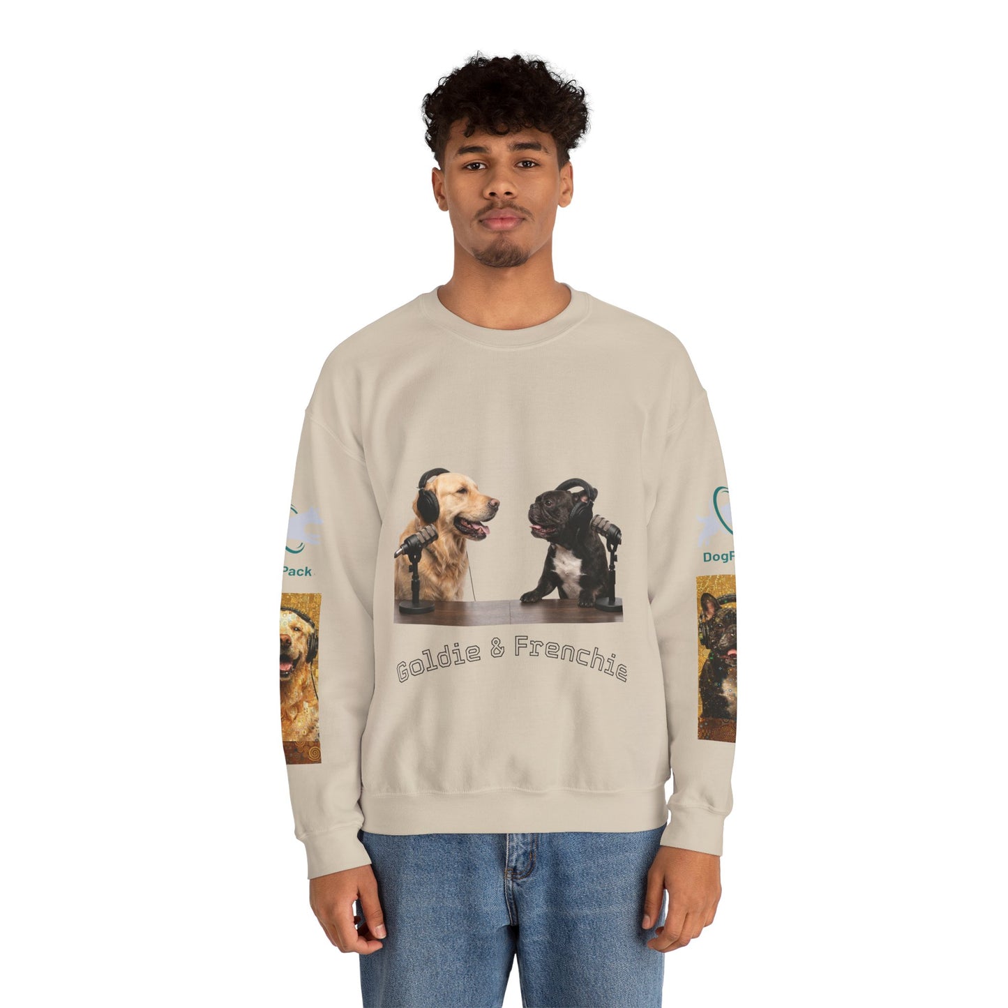 Goldie & Frenchie Chatting Crewneck with Klimt style G&F sleeves