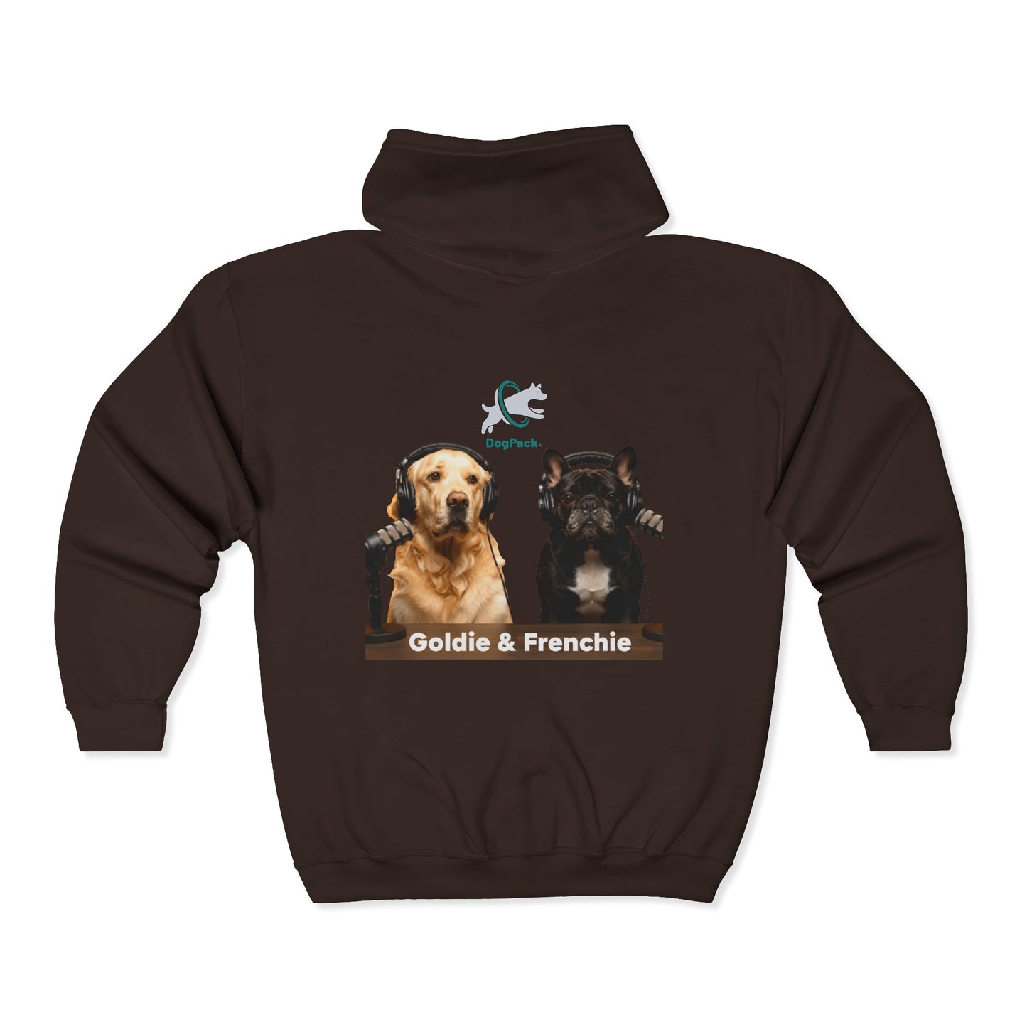Goldie & Frenchie Podcast Full-Zip Hoodie - Front and Back - Ships from Australia + New Zealand