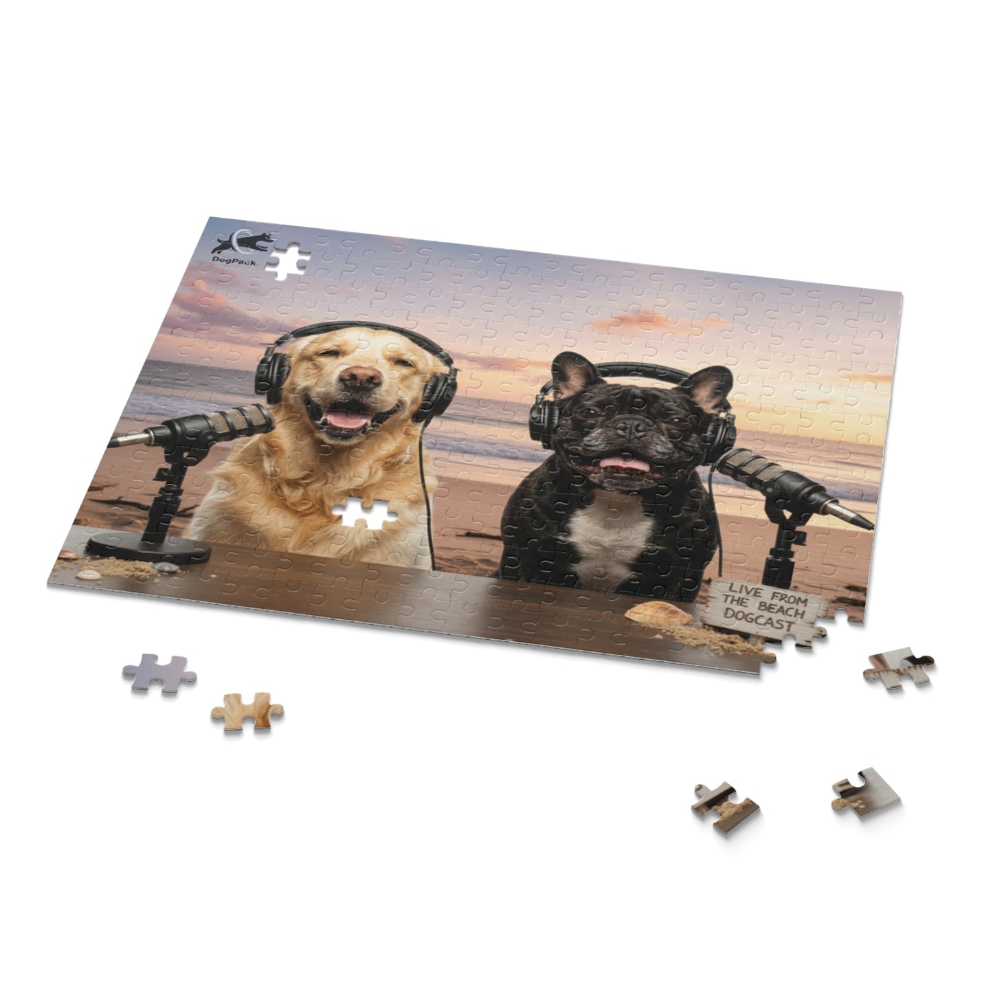 Goldie & Frenchie 'Working on the Beach' Puzzle - 120/252/500 - Piece Jigsaw Puzzle