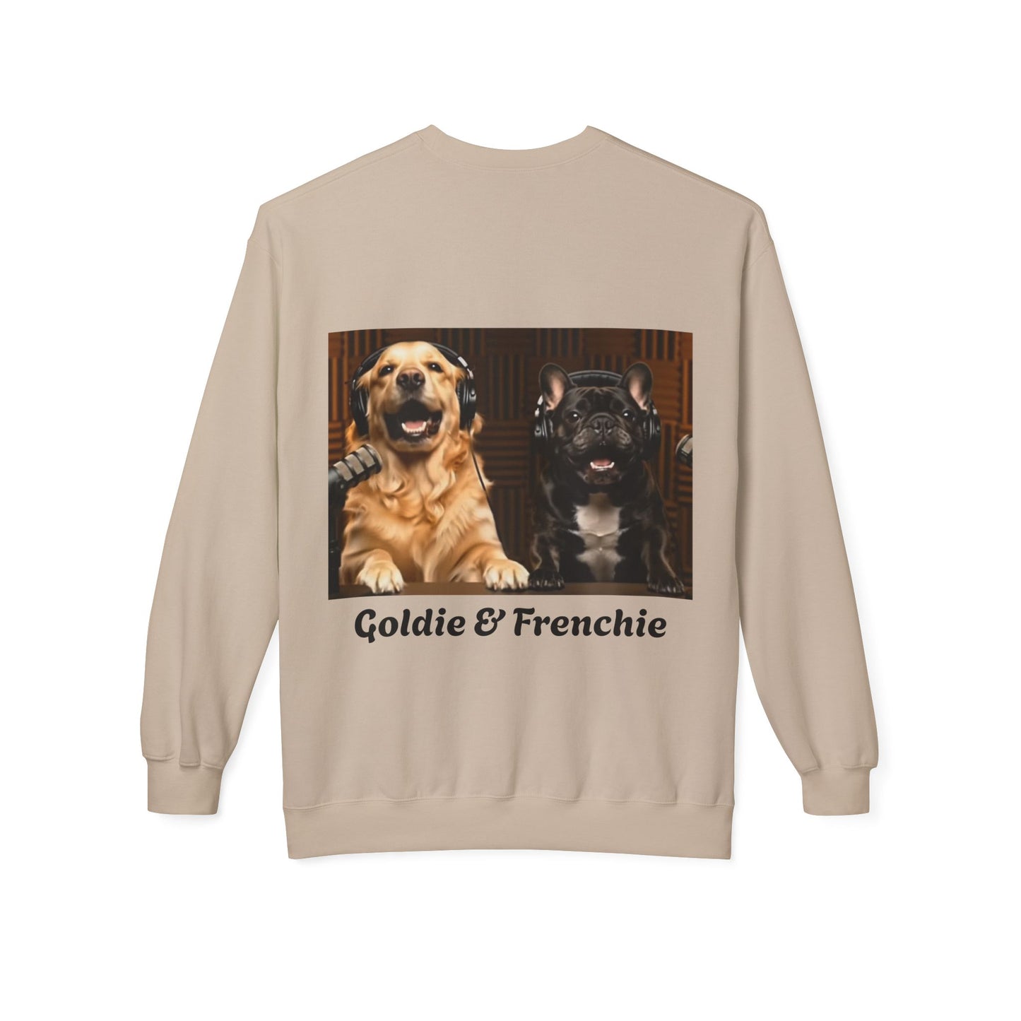 Goldie & Frenchie Laughing Behind Your Back Softstyle Crewneck with DogPack Logo