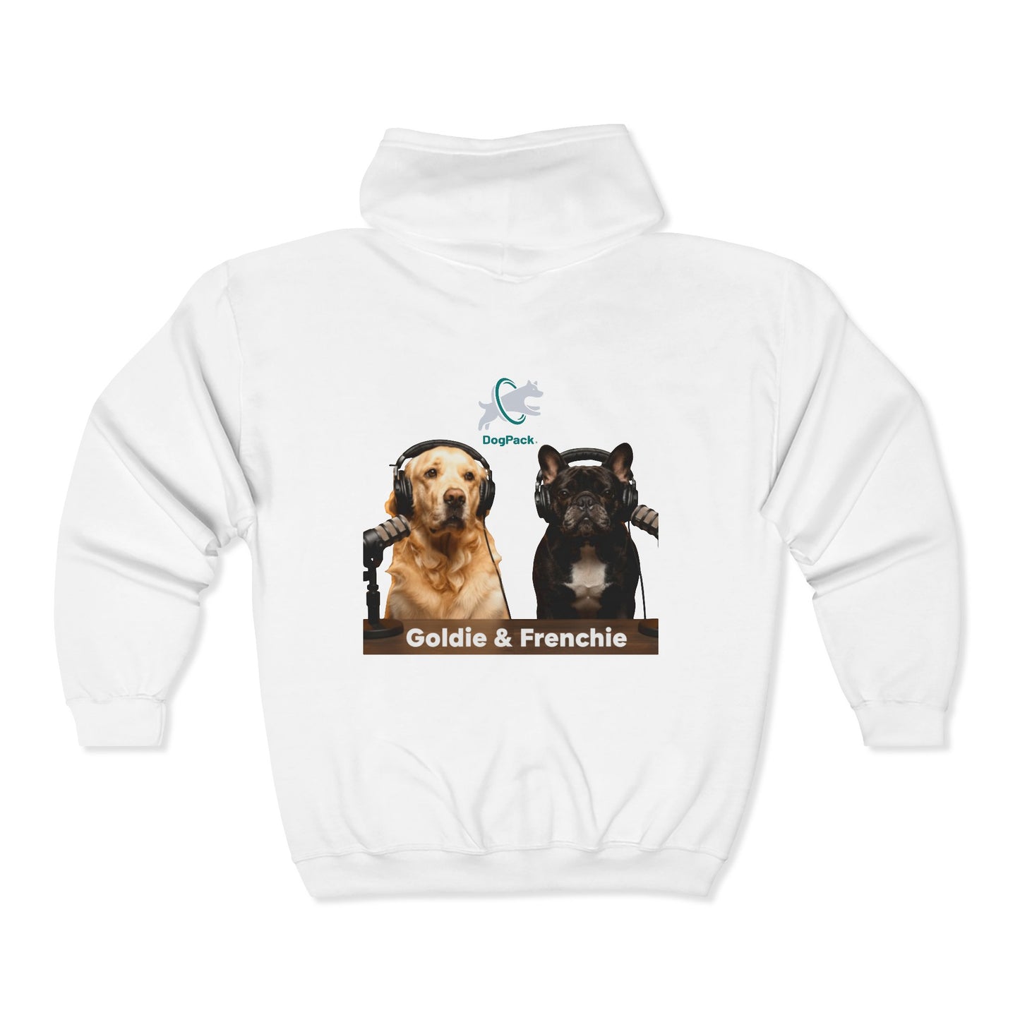 Goldie & Frenchie Podcast Full-Zip Hoodie - Front and Back - Ships from Australia + New Zealand