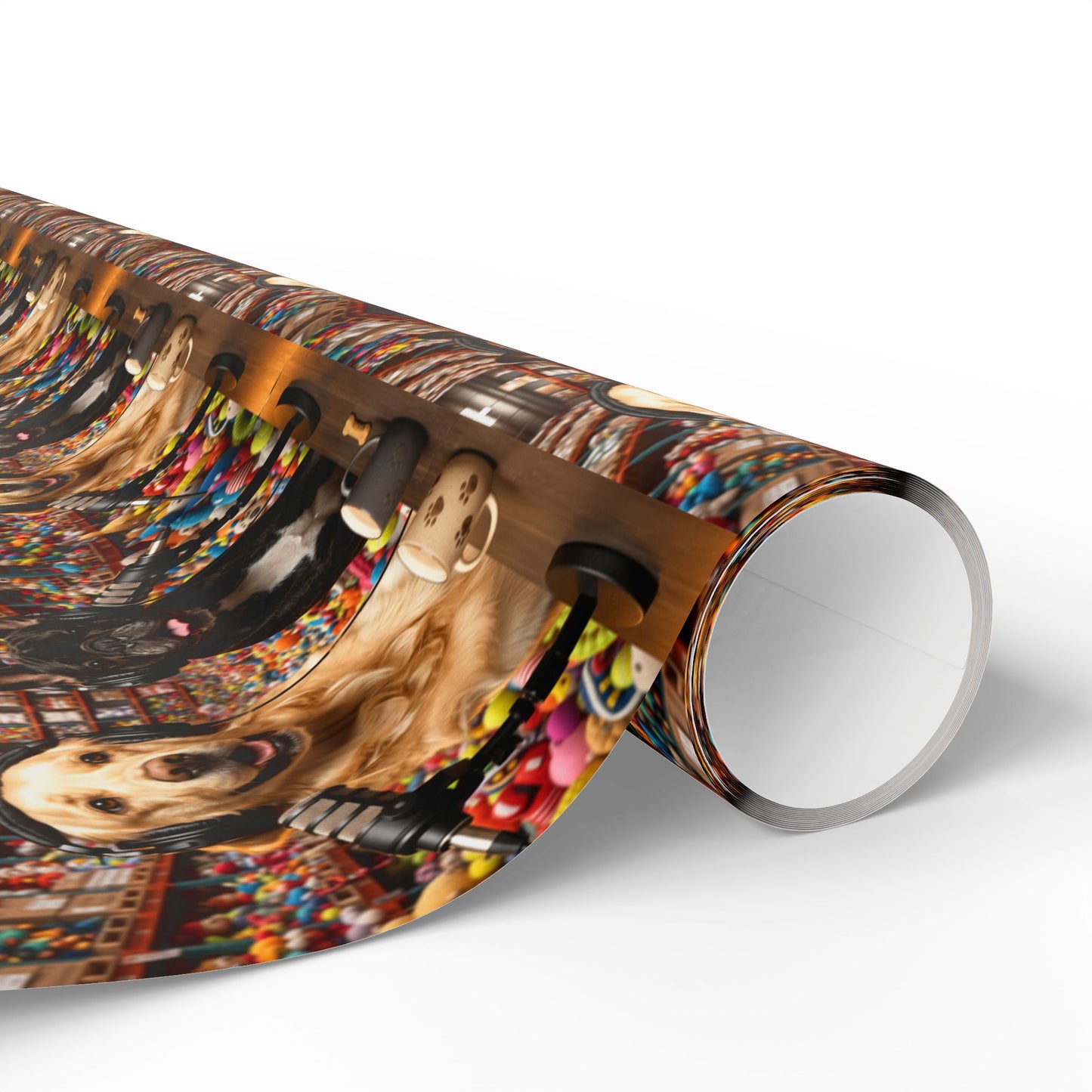 Goldie & Frenchie In the Marketplace Warehouse Wrapping Paper Roll — Colorful Dog Inspired Gift Wrap