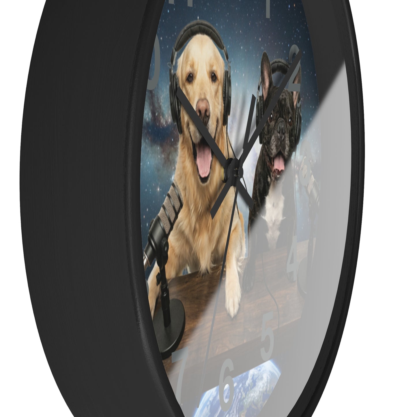 Goldie & Frenchie 'Broadcasting from Space' Wall Clock