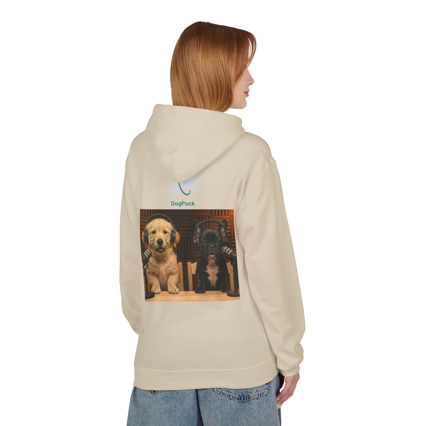 Puppies Goldie & Frenchie Front and Back Print - Soft Style Podcast Hoodie