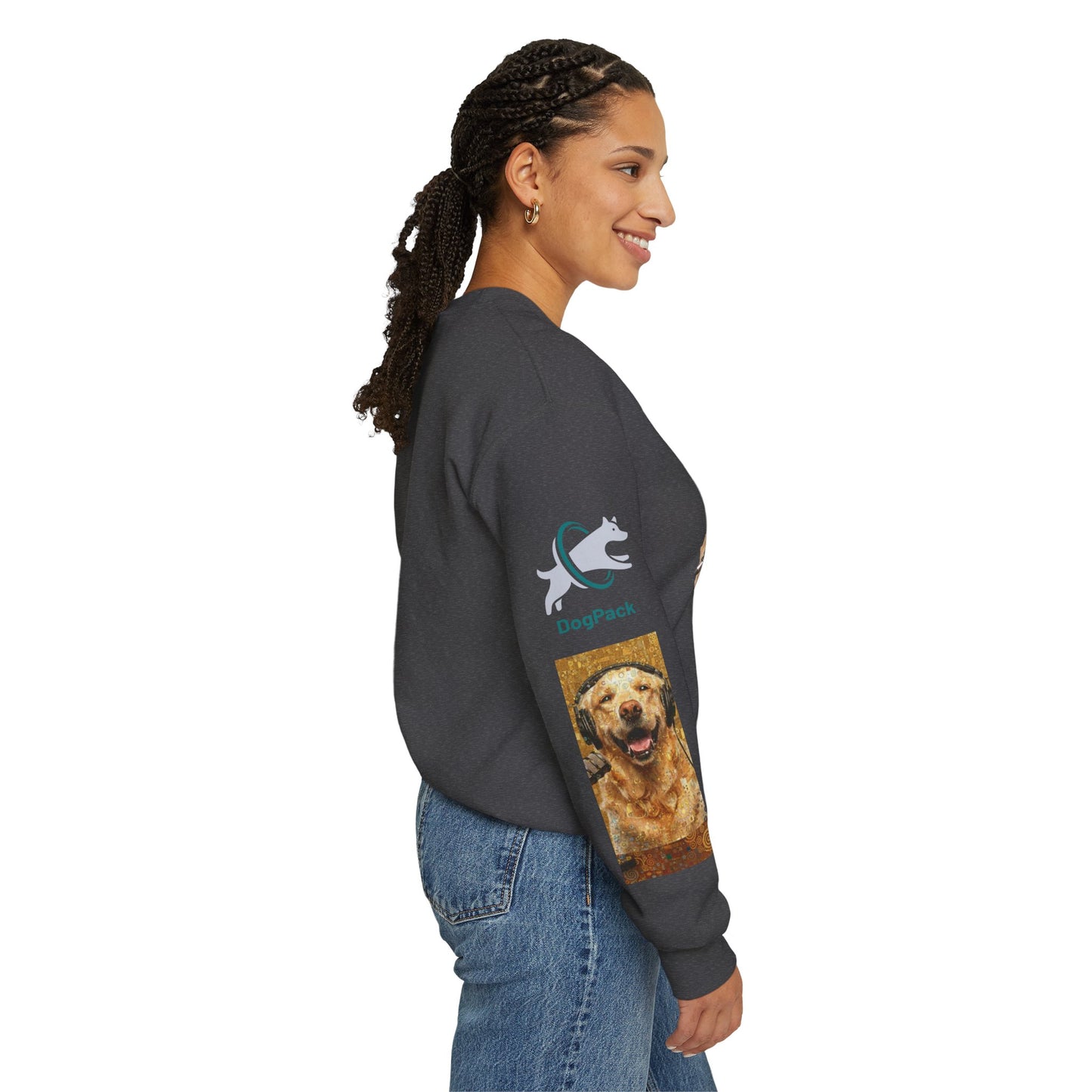Goldie & Frenchie Chatting Crewneck with Klimt style G&F sleeves