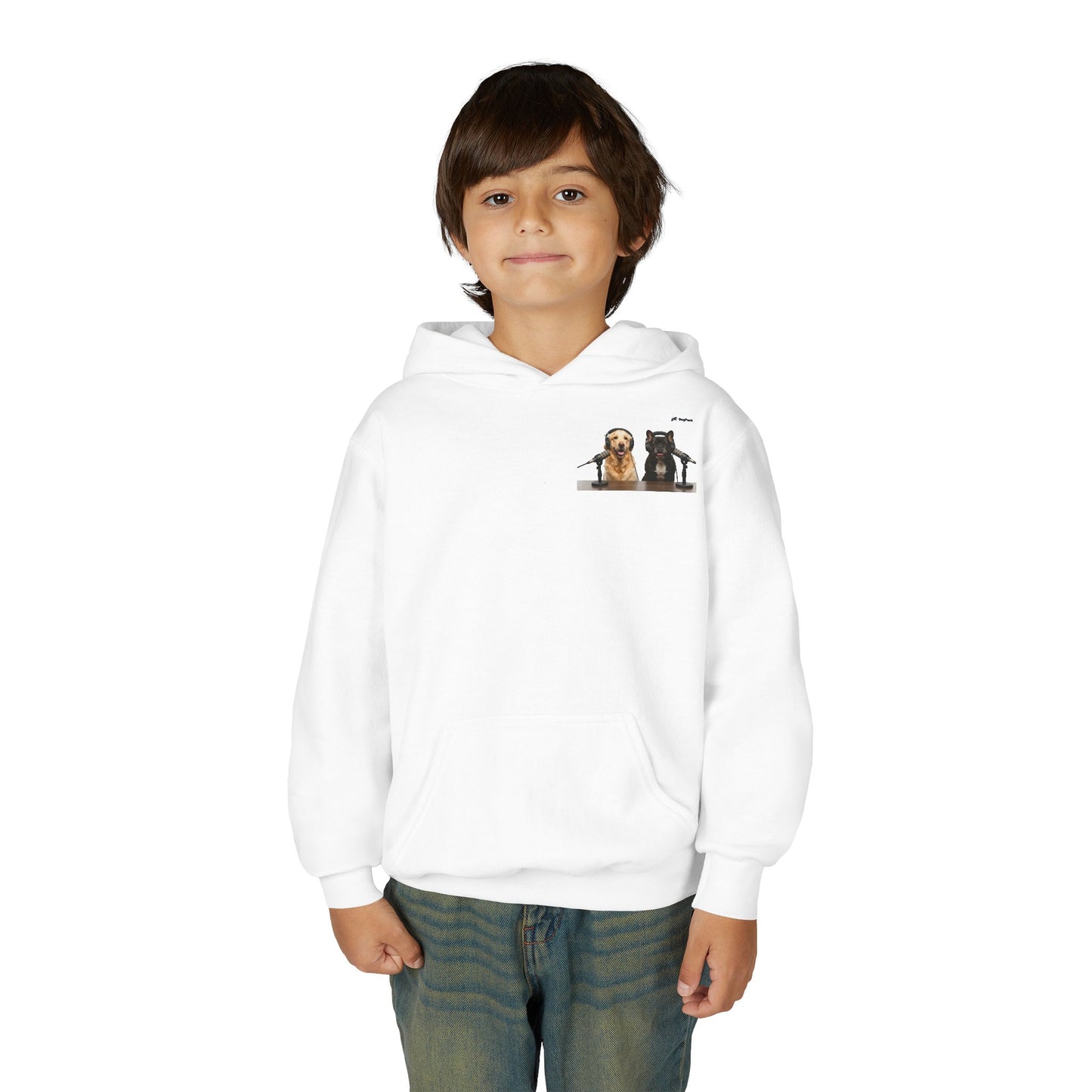 Youth Hoodie — Goldie & Frenchie Chest Graphic