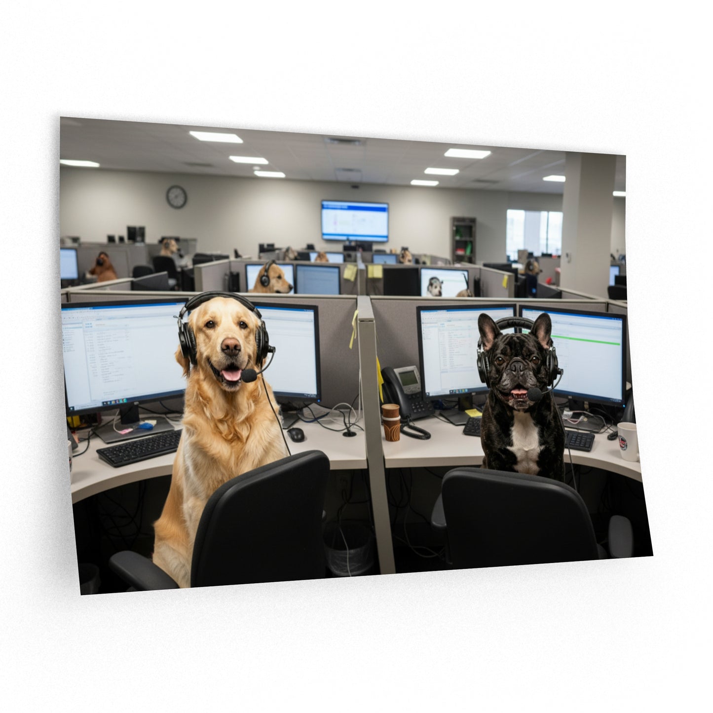 Goldie & Frenchie In the Call Center Wall Decal