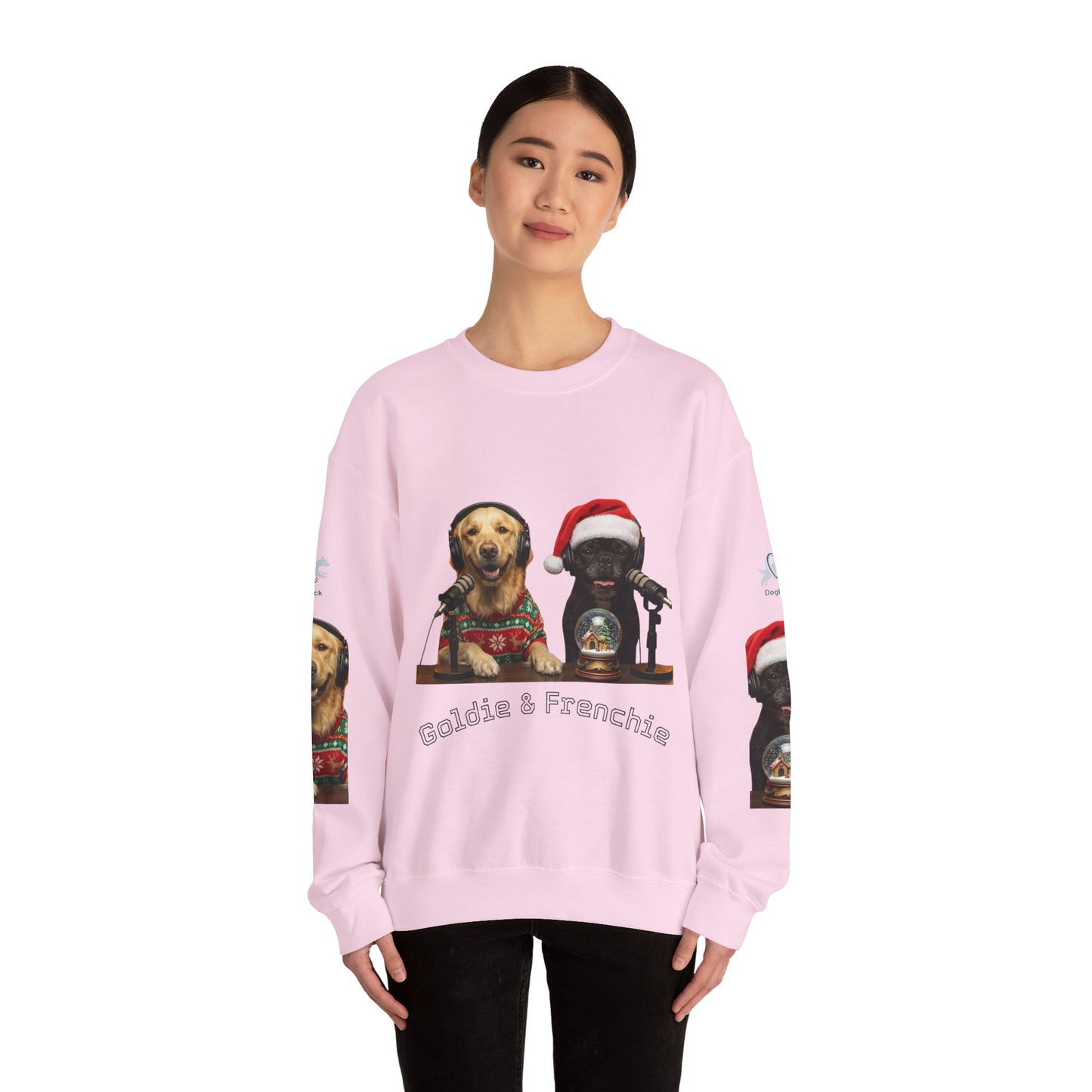 Goldie & Frenchie Christmas Crewneck with G&F sleeves