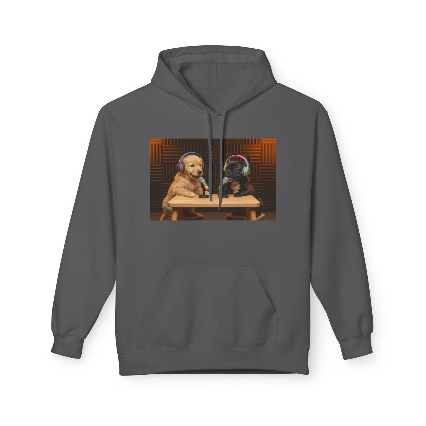 Puppies Goldie & Frenchie Front and Back Print - Soft Style Podcast Hoodie