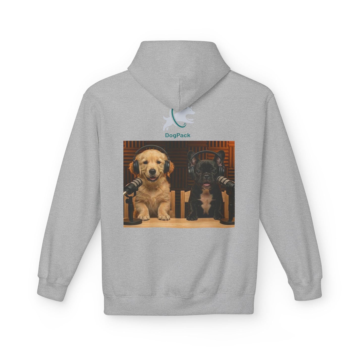 Puppies Goldie & Frenchie Front and Back Print - Soft Style Podcast Hoodie