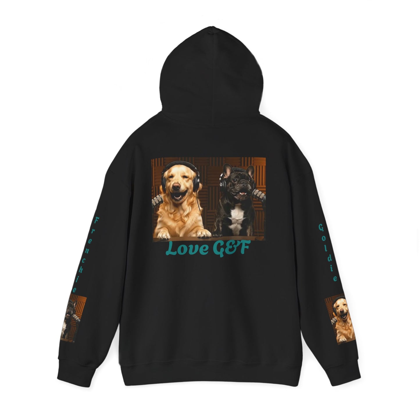 Goldie & Frenchie Hoodie — "Love G&F" Back and Front