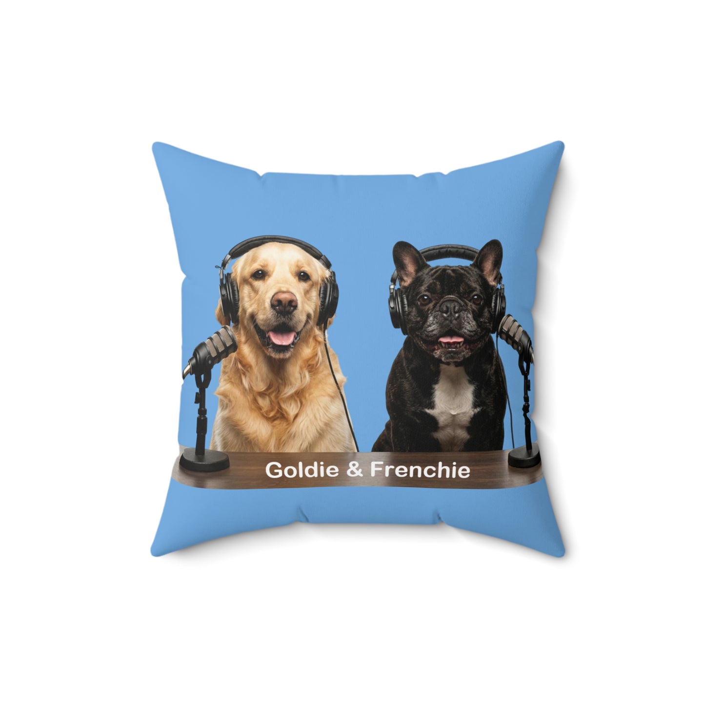 Goldie & Frenchie DogPack Podcast Pillow in Light Blue