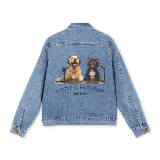 Goldie & Frenchie Denim Jacket — Iconic Back Print of the Podcast Duo