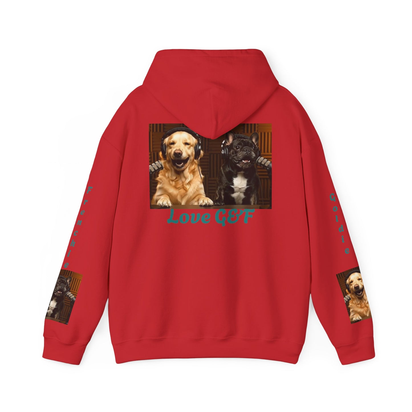 Goldie & Frenchie Hoodie — "Love G&F" Back and Front