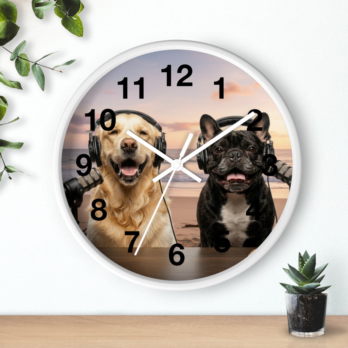 Goldie & Frenchie 'Beach Dogs' Wall Clock