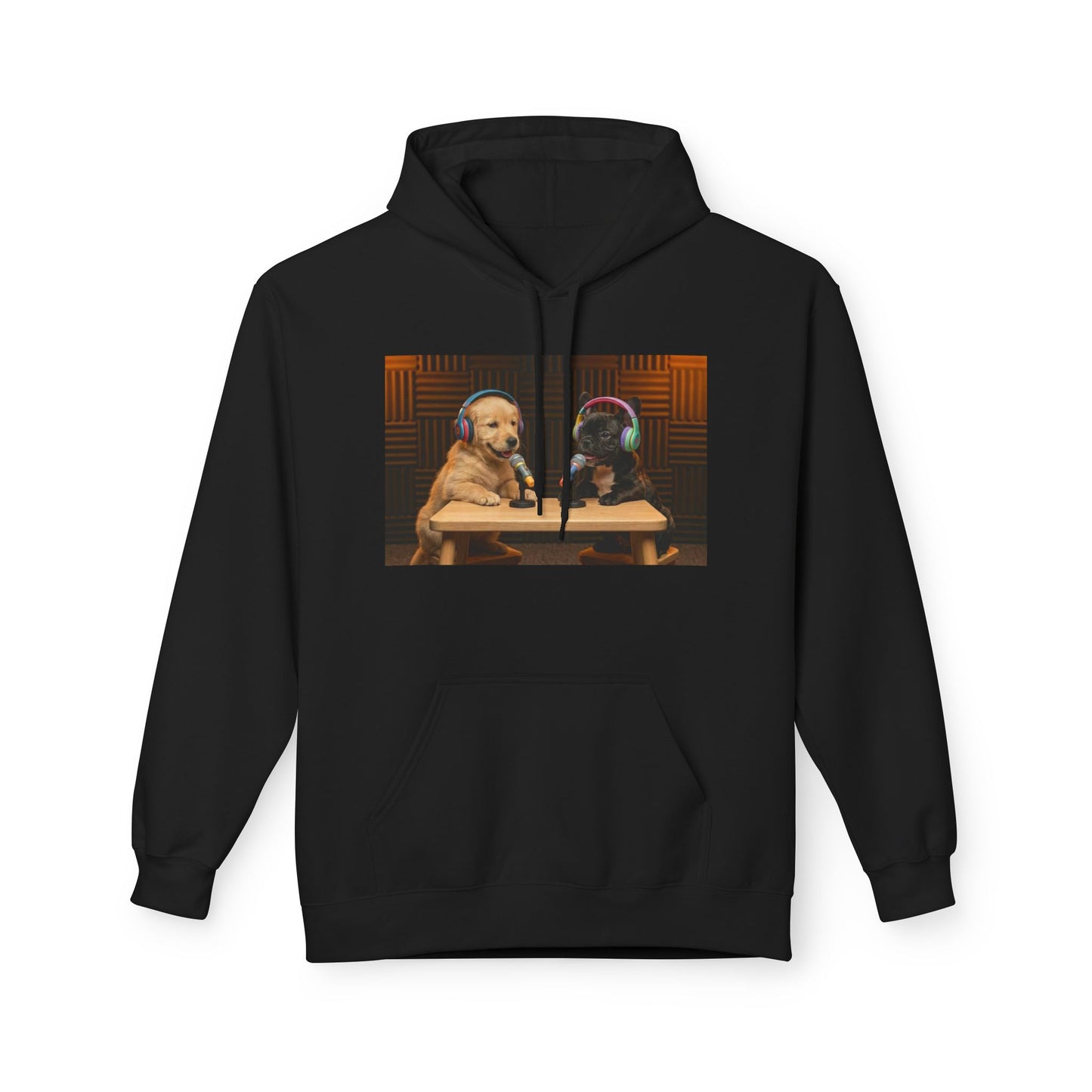 Puppies Goldie & Frenchie Front and Back Print - Soft Style Podcast Hoodie