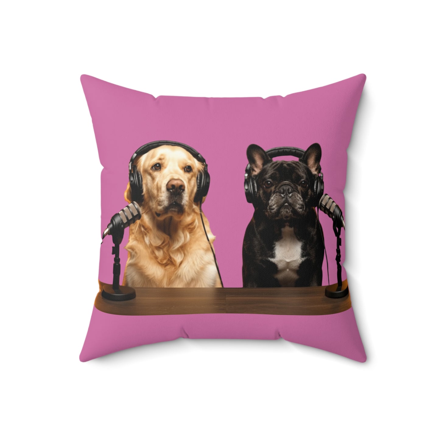 Goldie & Frenchie DogPack Podcast Pillow in Light Pink