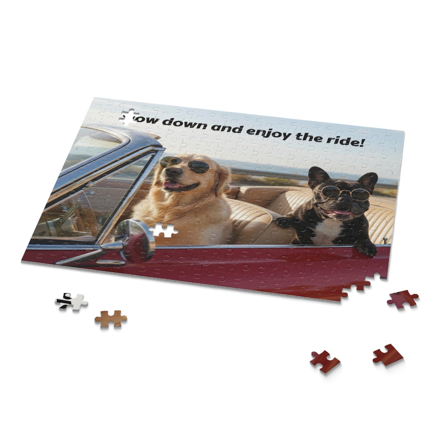 Goldie & Frenchie 'Slow Down and Enjoy the Ride' Puzzle - 120/252/500 - Piece Jigsaw Puzzle