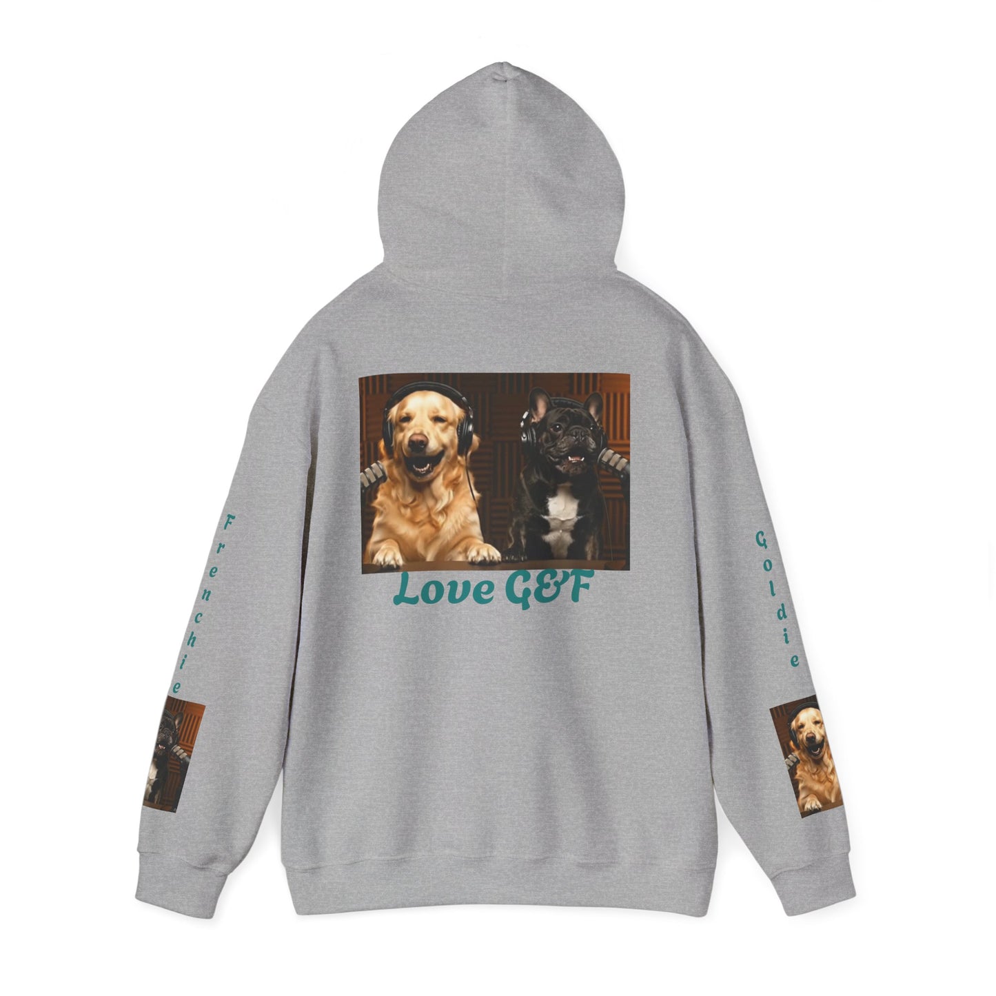Goldie & Frenchie Hoodie — "Love G&F" Back and Front