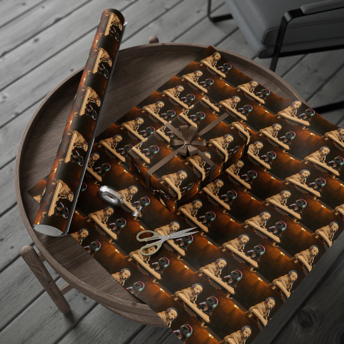 Baby Goldie & Frenchie Classic Studio Wrapping Paper Roll — Puppies on a Podcast Inspired Gift Wrap