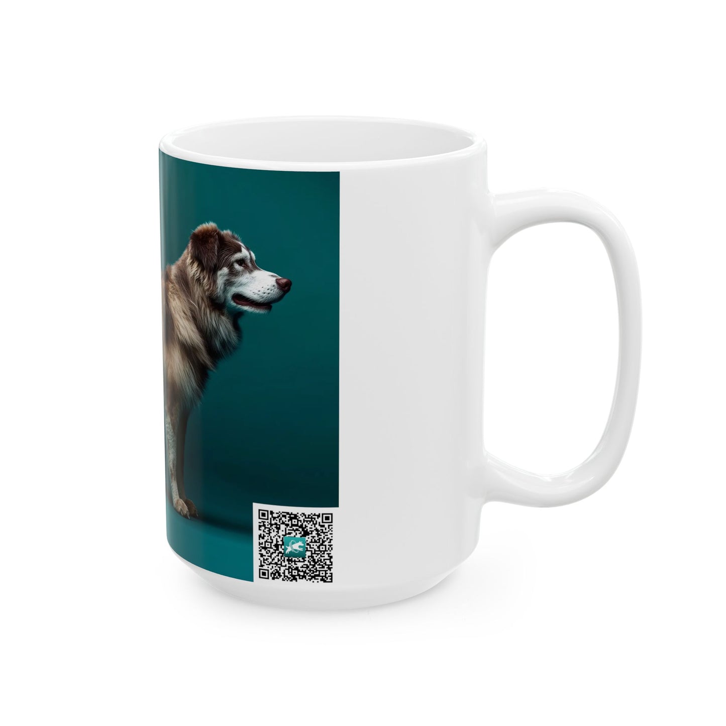 Aidi Atlas Mountain Dog Ceramic Mug — Teal Colored Dog Portrait Coffee Cup (11oz, 15oz)