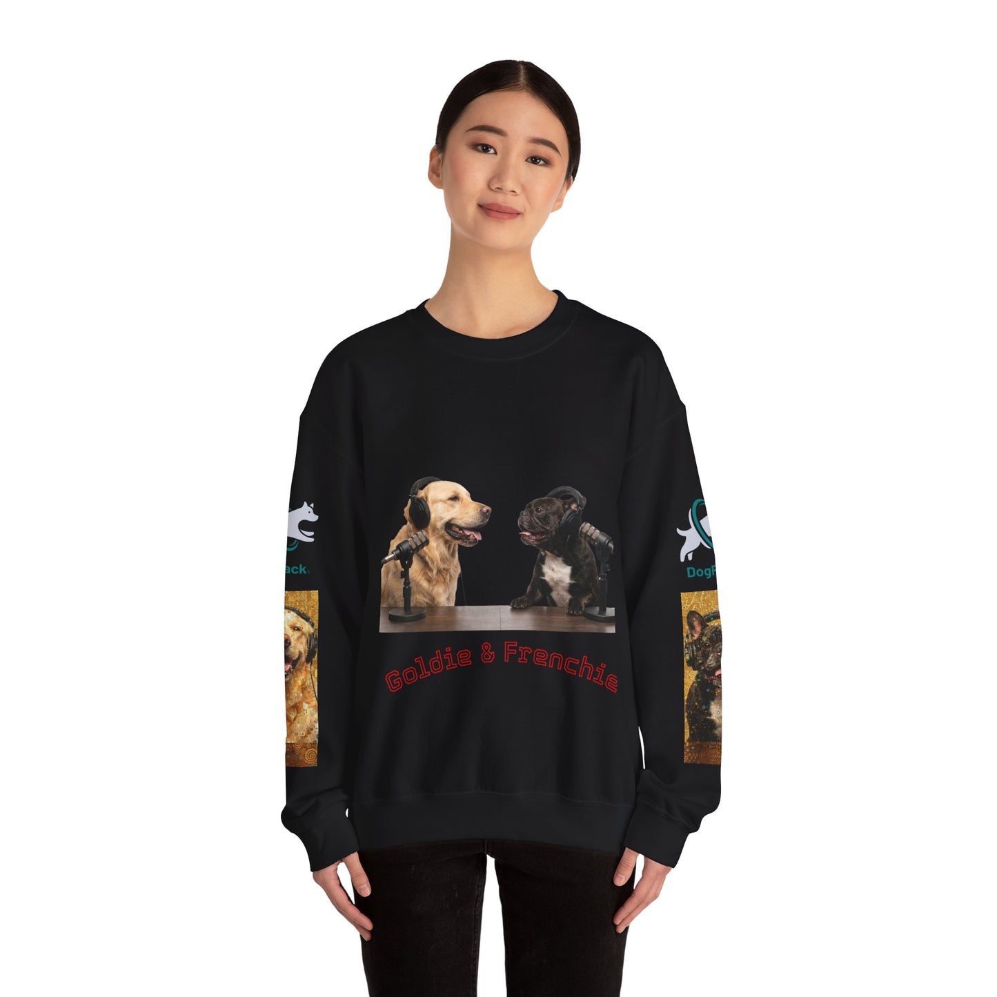 Goldie & Frenchie Chatting Crewneck with Klimt style G&F sleeves