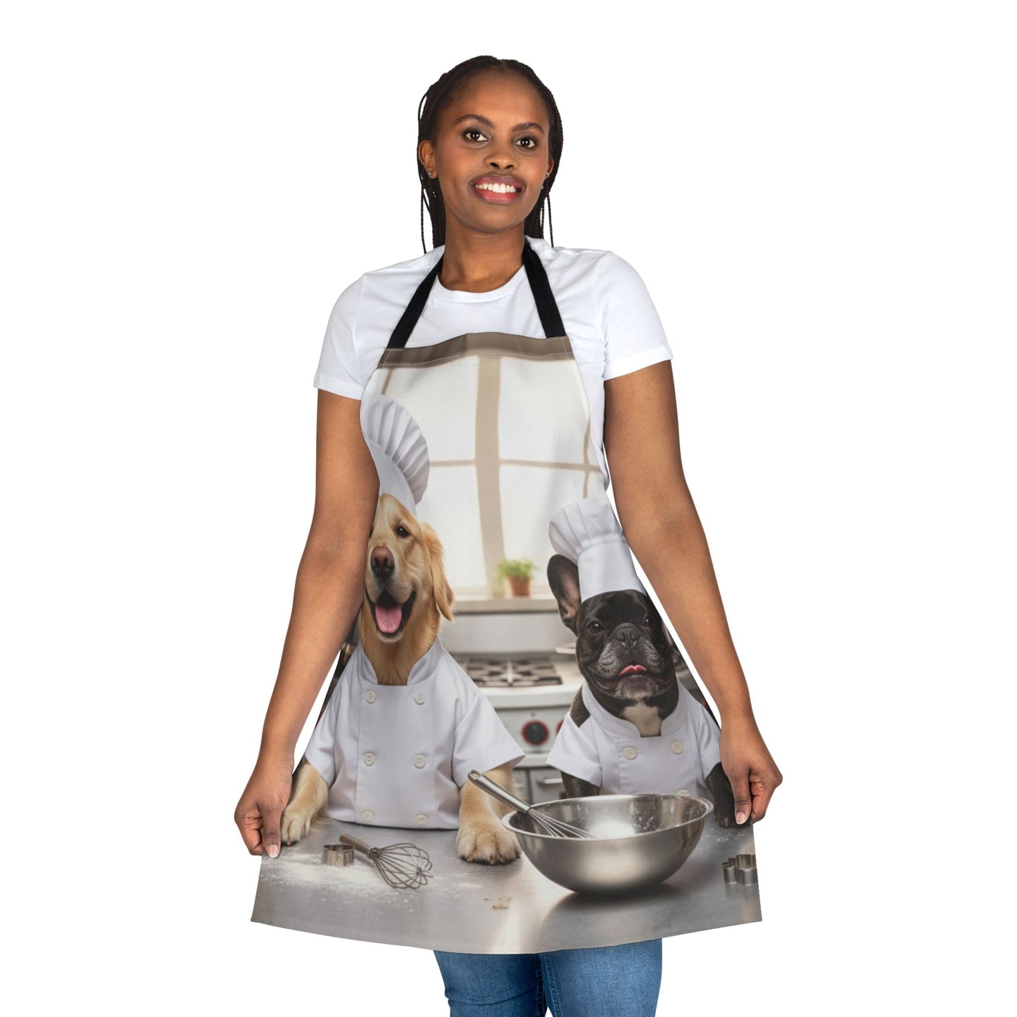 Goldie & Frenchie Chef Apron - Cute Kitchen Apron with The Dogs in Chef Hats