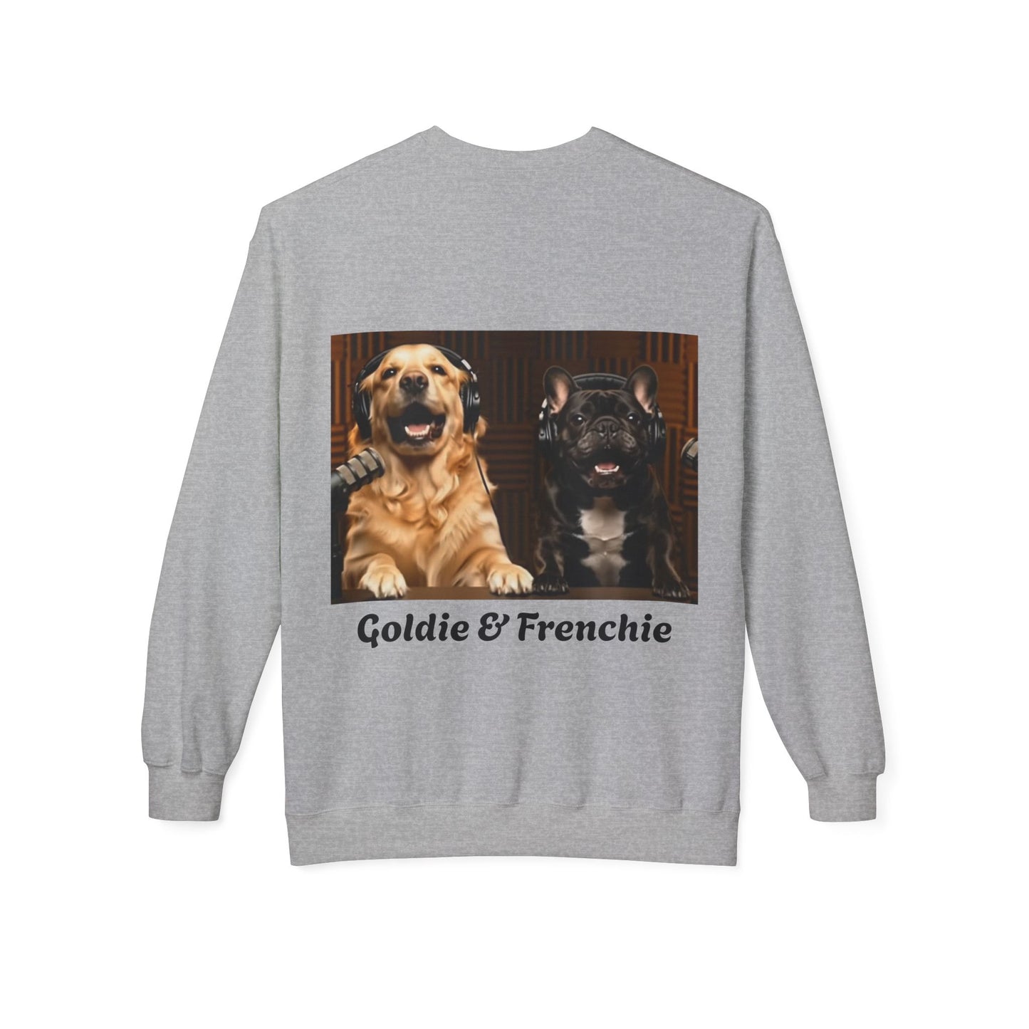 Goldie & Frenchie Laughing Behind Your Back Softstyle Crewneck with DogPack Logo