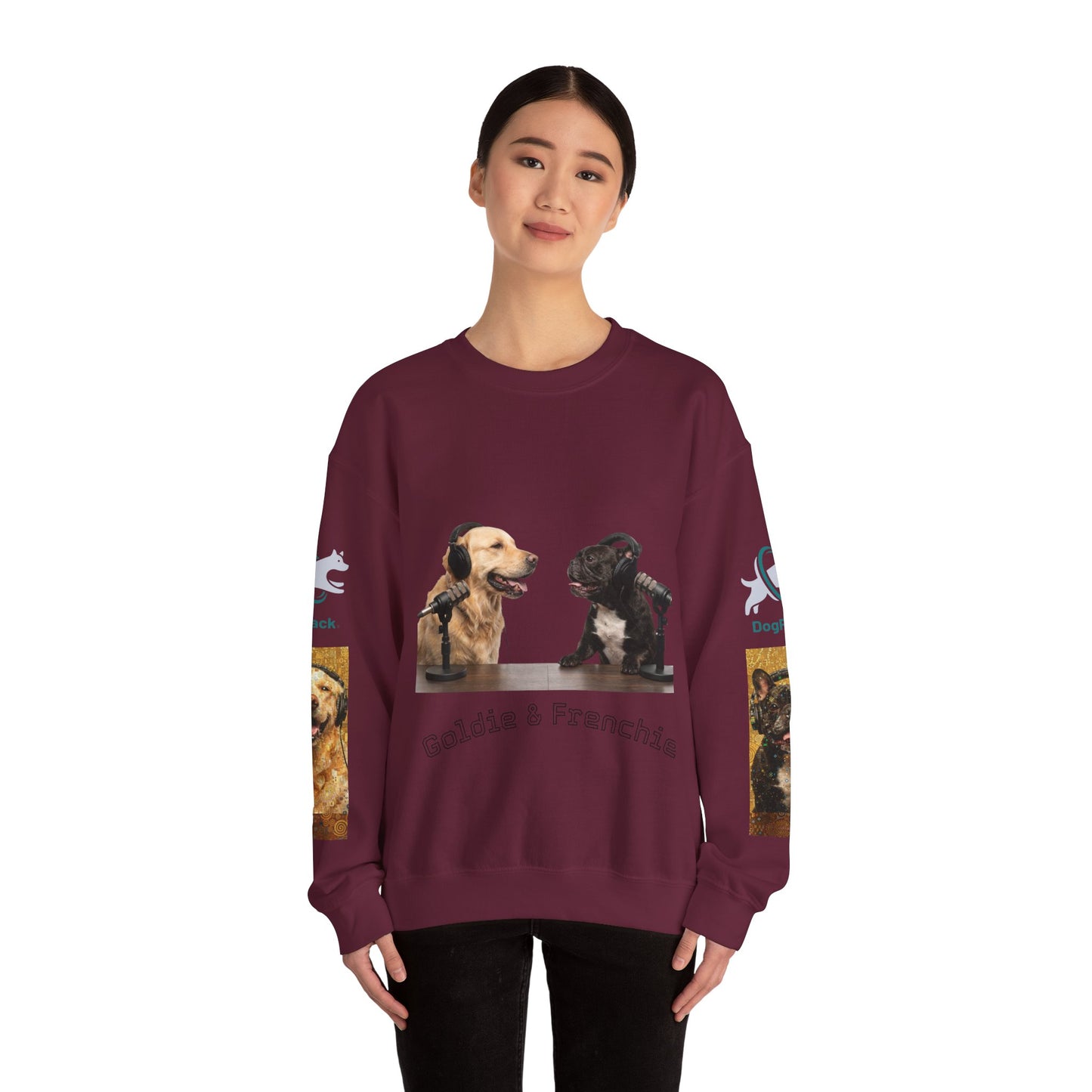 Goldie & Frenchie Chatting Crewneck with Klimt style G&F sleeves