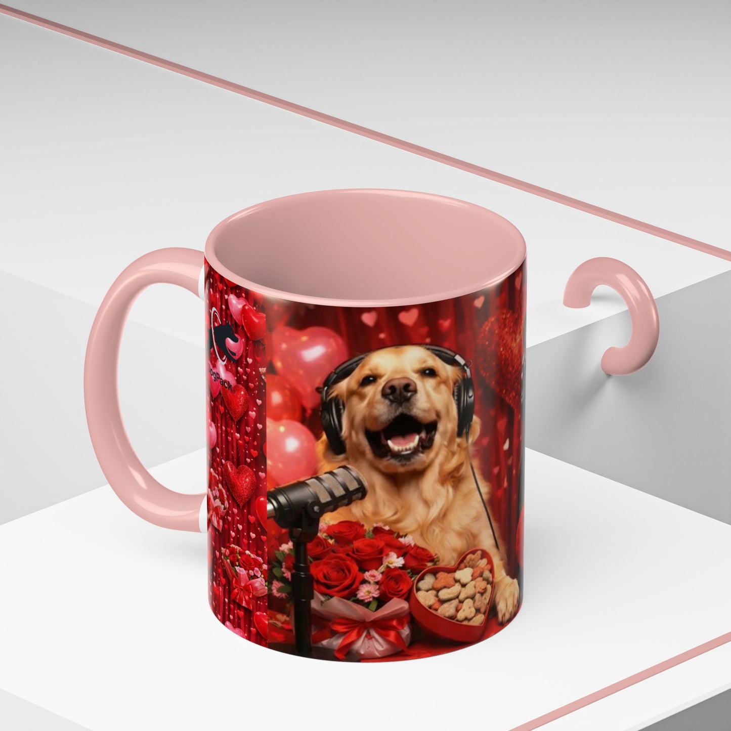 Goldie & Frenchie 'Valentines Day' Accent Coffee Mug – Choose your Color Interior (11/15oz)