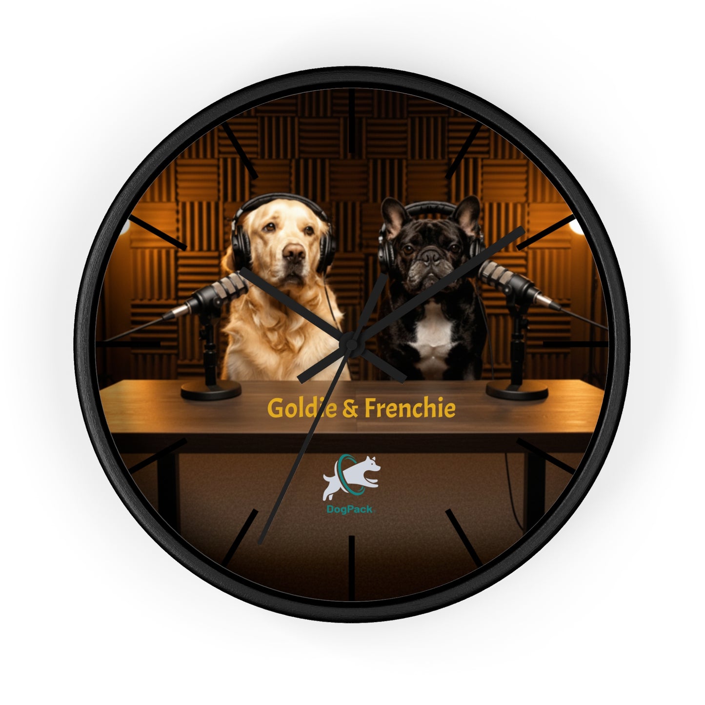 Goldie & Frenchie 'On-Air' Podcast Wall Clock