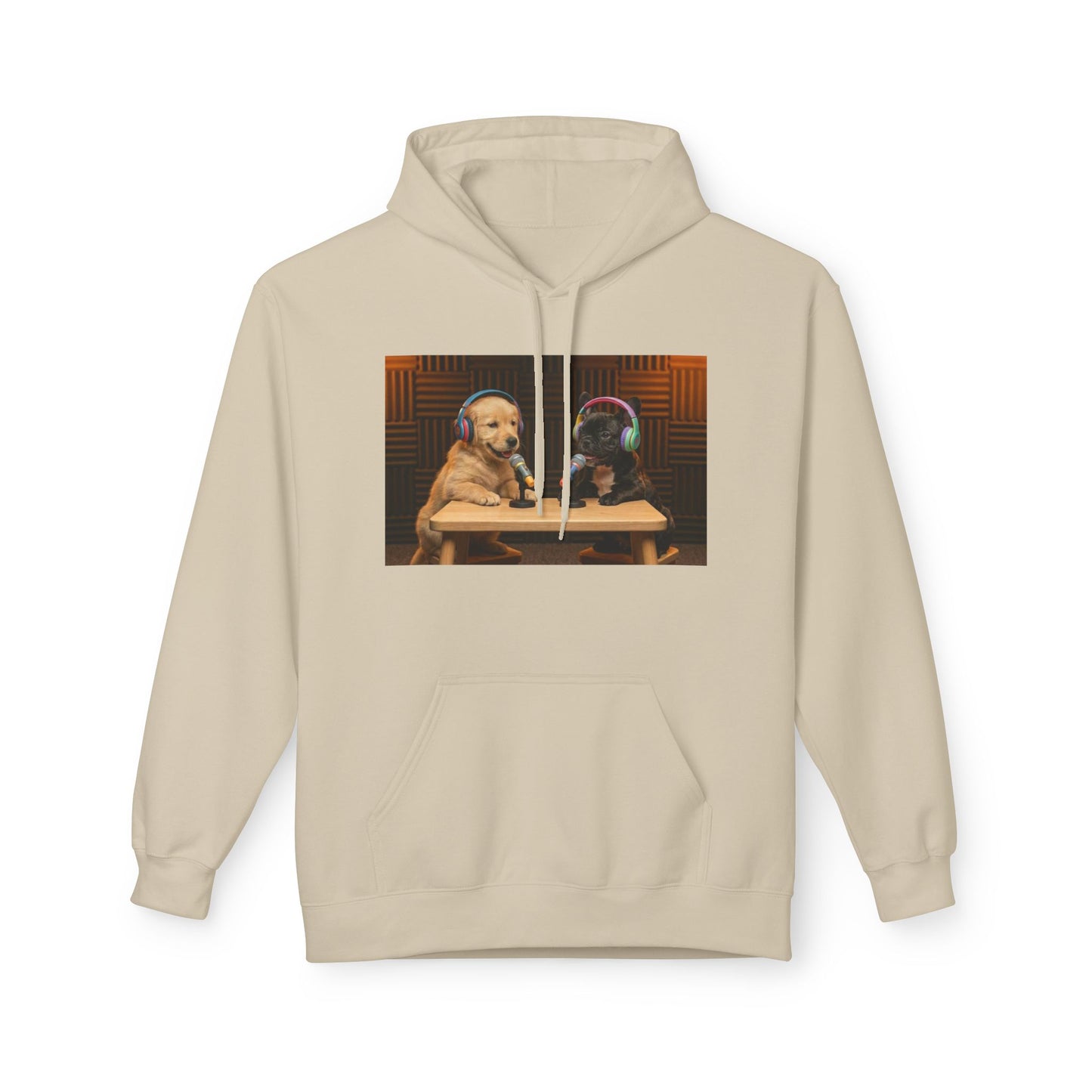 Puppies Goldie & Frenchie Front and Back Print - Soft Style Podcast Hoodie