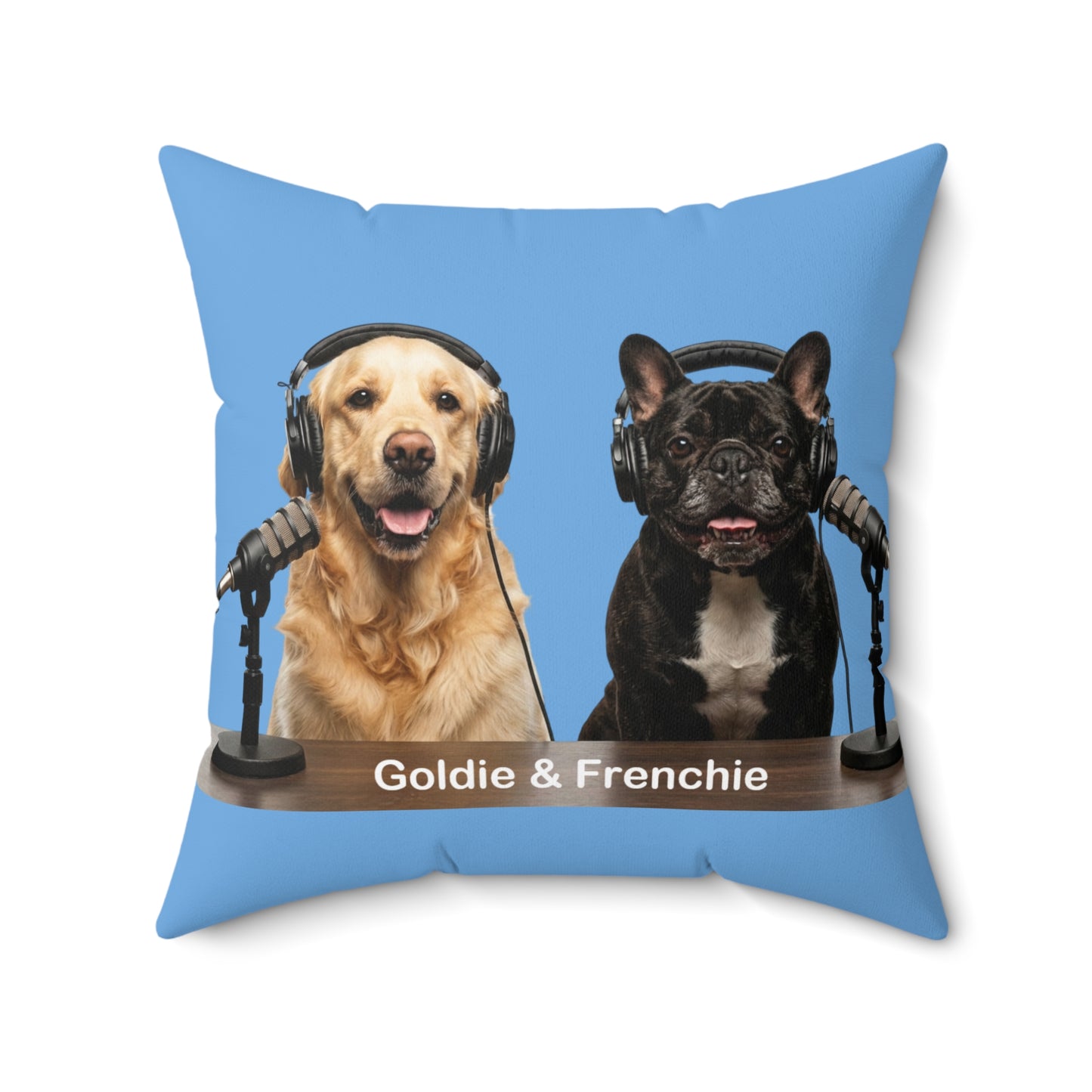 Goldie & Frenchie DogPack Podcast Pillow in Light Blue