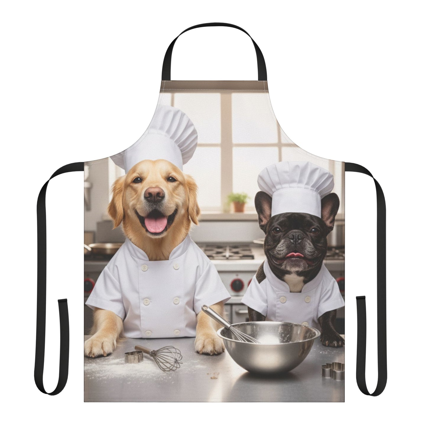 Goldie & Frenchie Chef Apron - Cute Kitchen Apron with The Dogs in Chef Hats