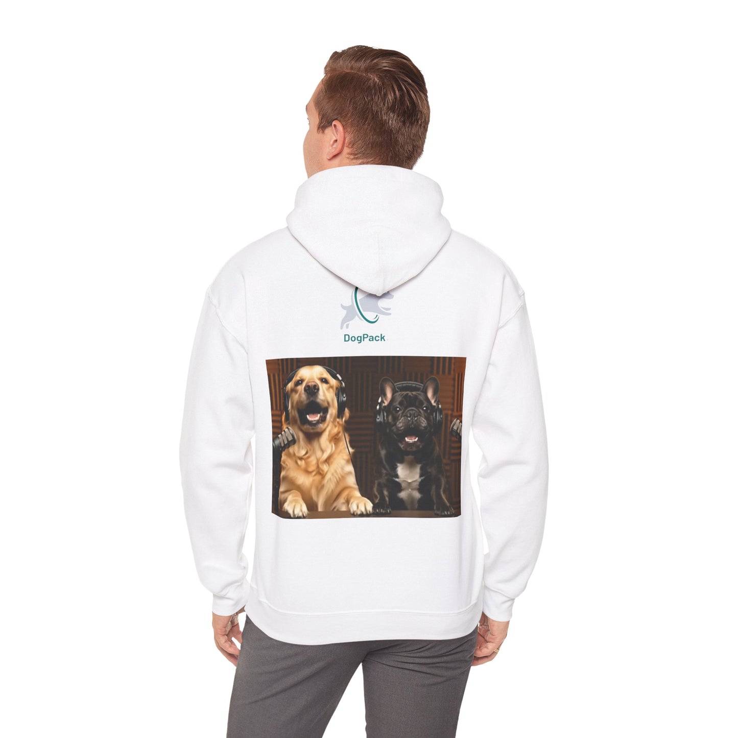 Goldie & Frenchie Dog Podcast with Coffee Mugs Hoodie — Front & Back Print - Ships from United Kingdom