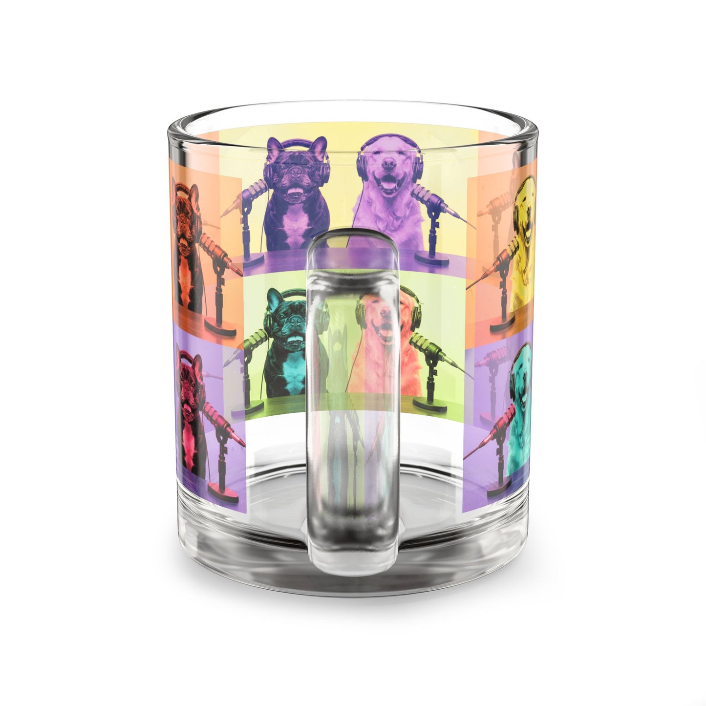 Goldie & Frenchie 10oz (295ml) Glass Mug with Handle - Warhol Pop-Art Inspired