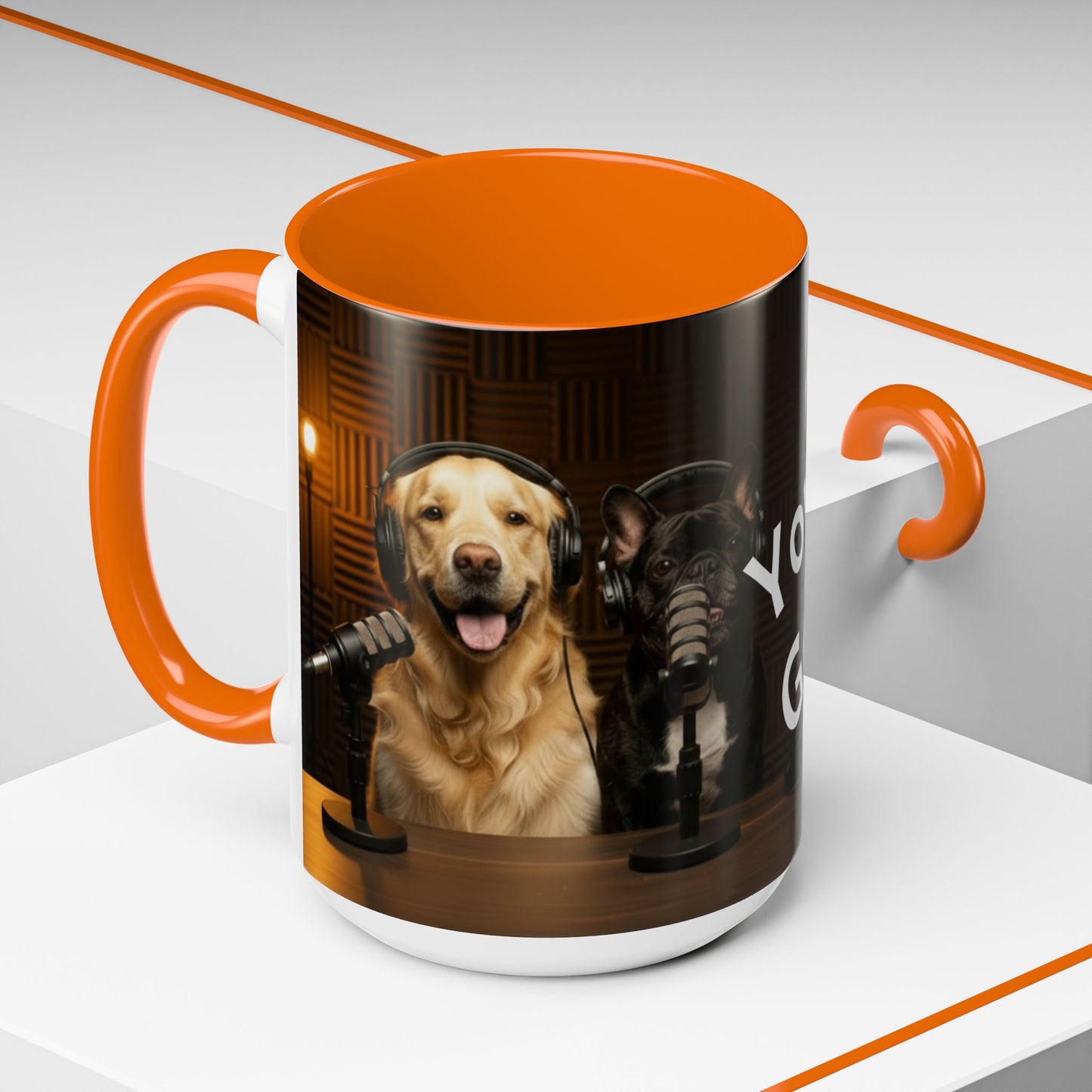 Goldie & Frenchie Custom Accent Coffee Mug – Choose your Color Interior and Send in your Pic (11/15oz)