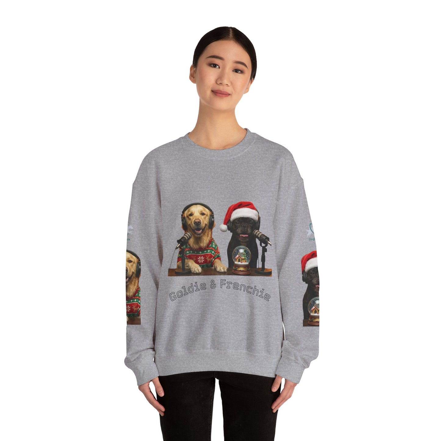 Goldie & Frenchie Christmas Crewneck with G&F sleeves